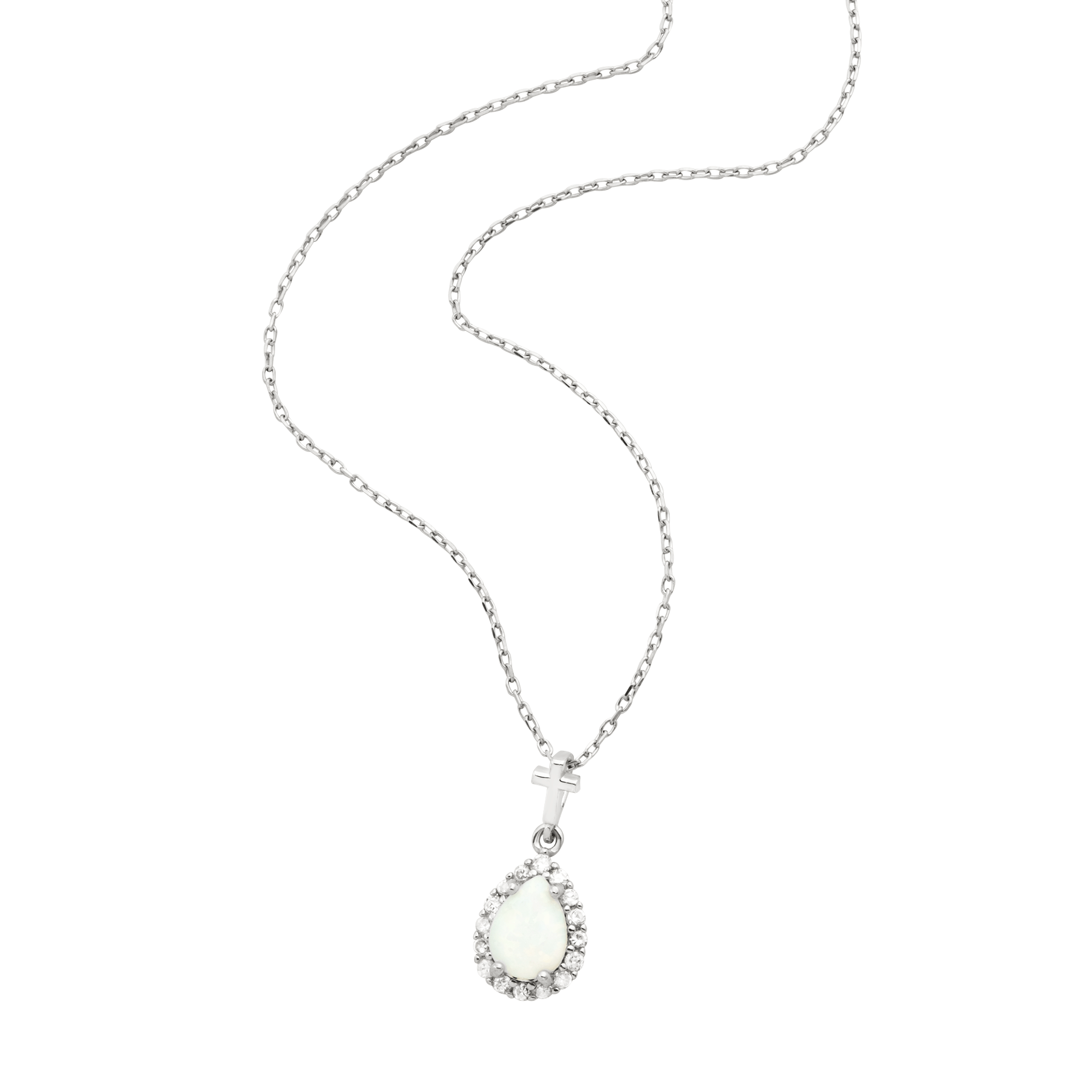 Teardrop White Opal with CZ Accents