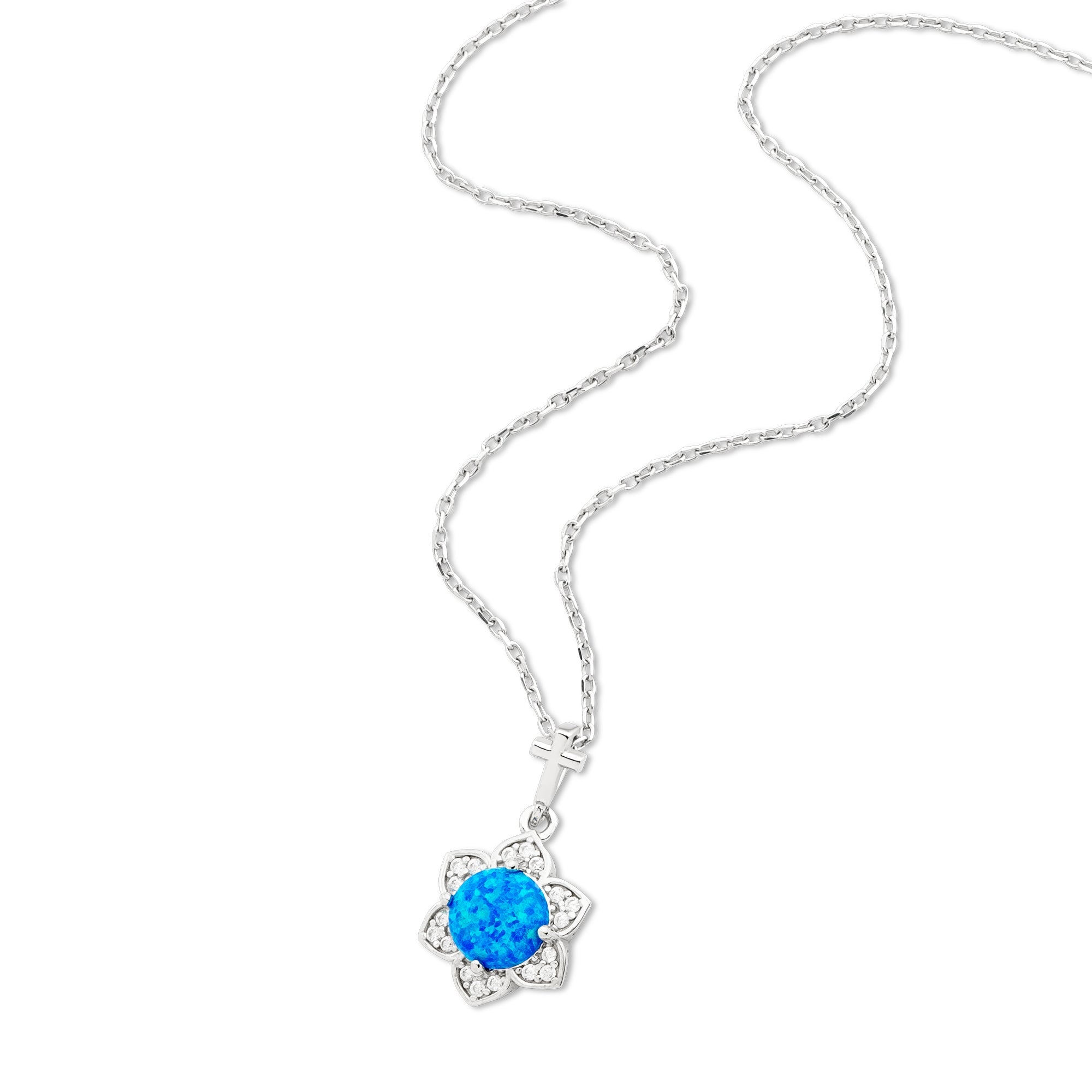 Flower Blue Opal with CZ Accents