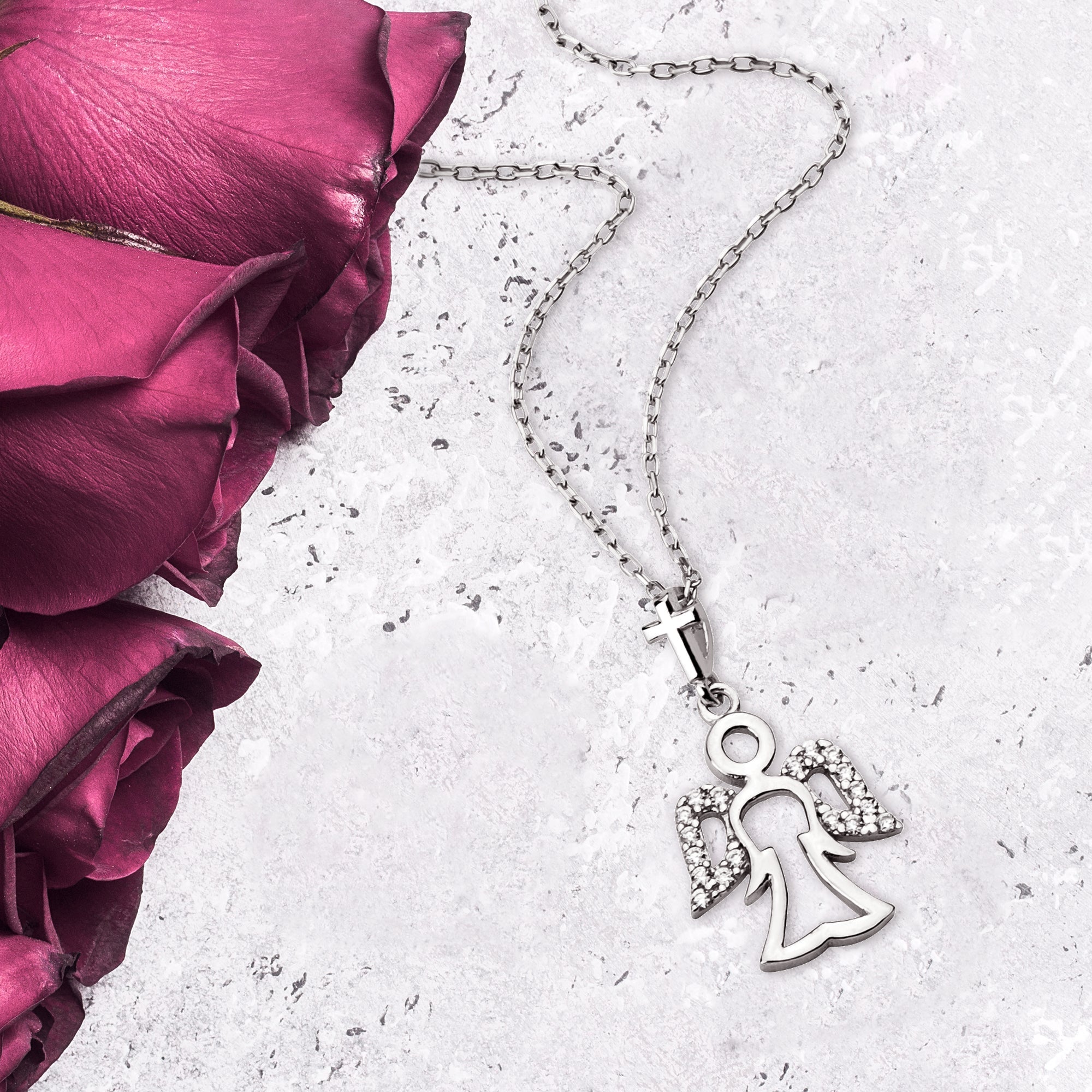 Standing Angel with CZ Accents