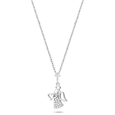 Angel Holding Heart with CZ Accents
