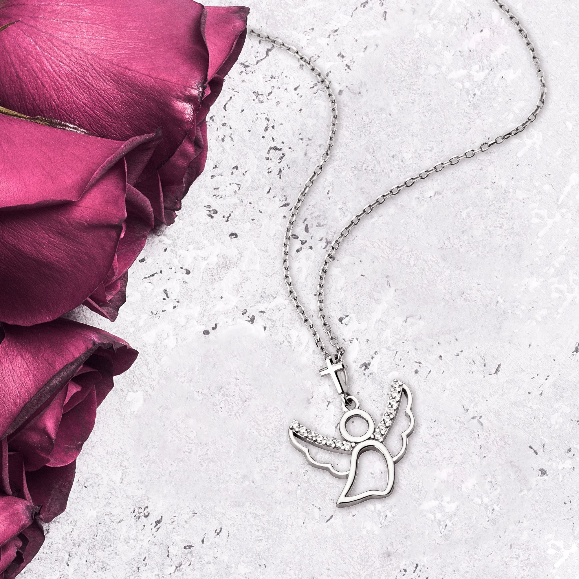 Flying Angel with CZ Accents
