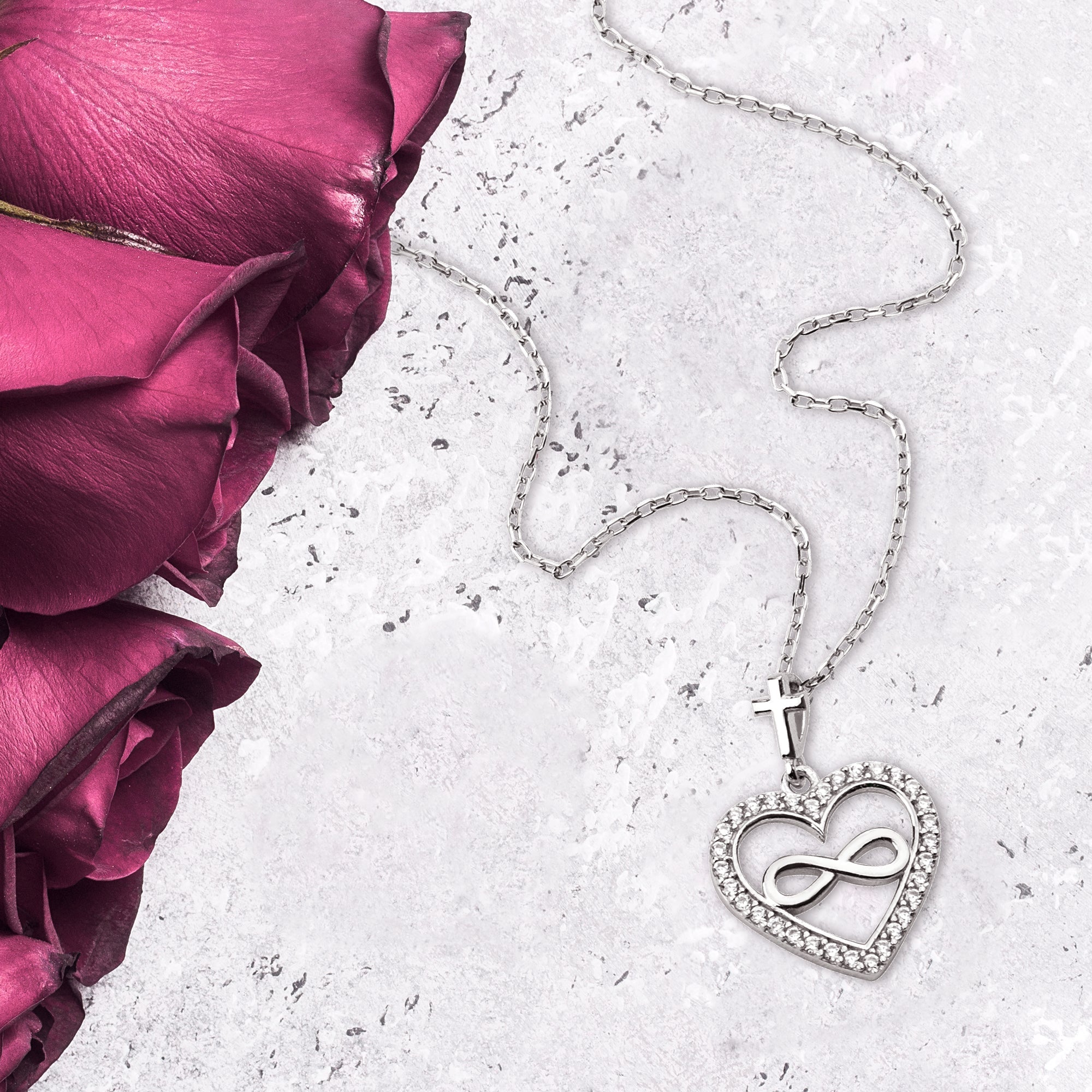Infinity Heart with CZ Accents