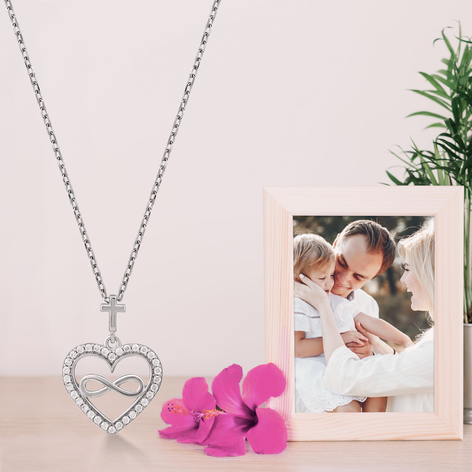 Infinity Heart with CZ Accents
