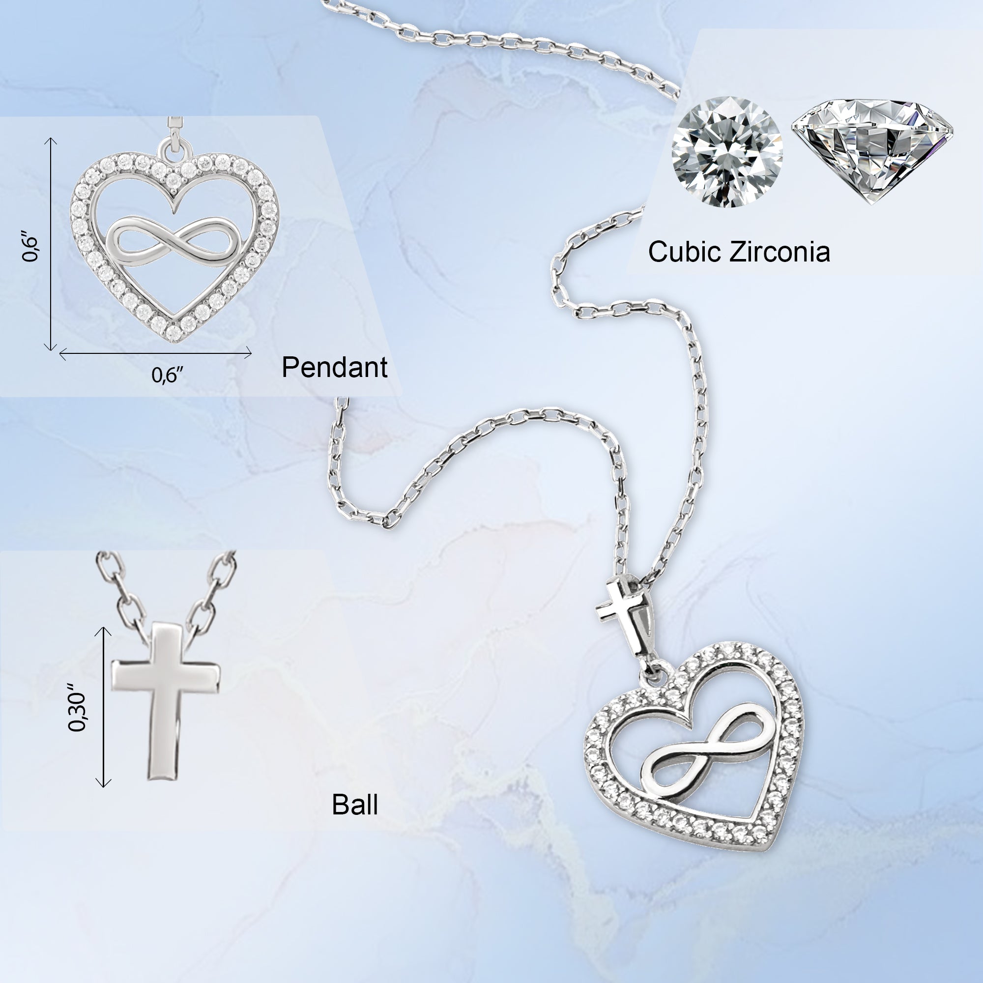Infinity Heart with CZ Accents