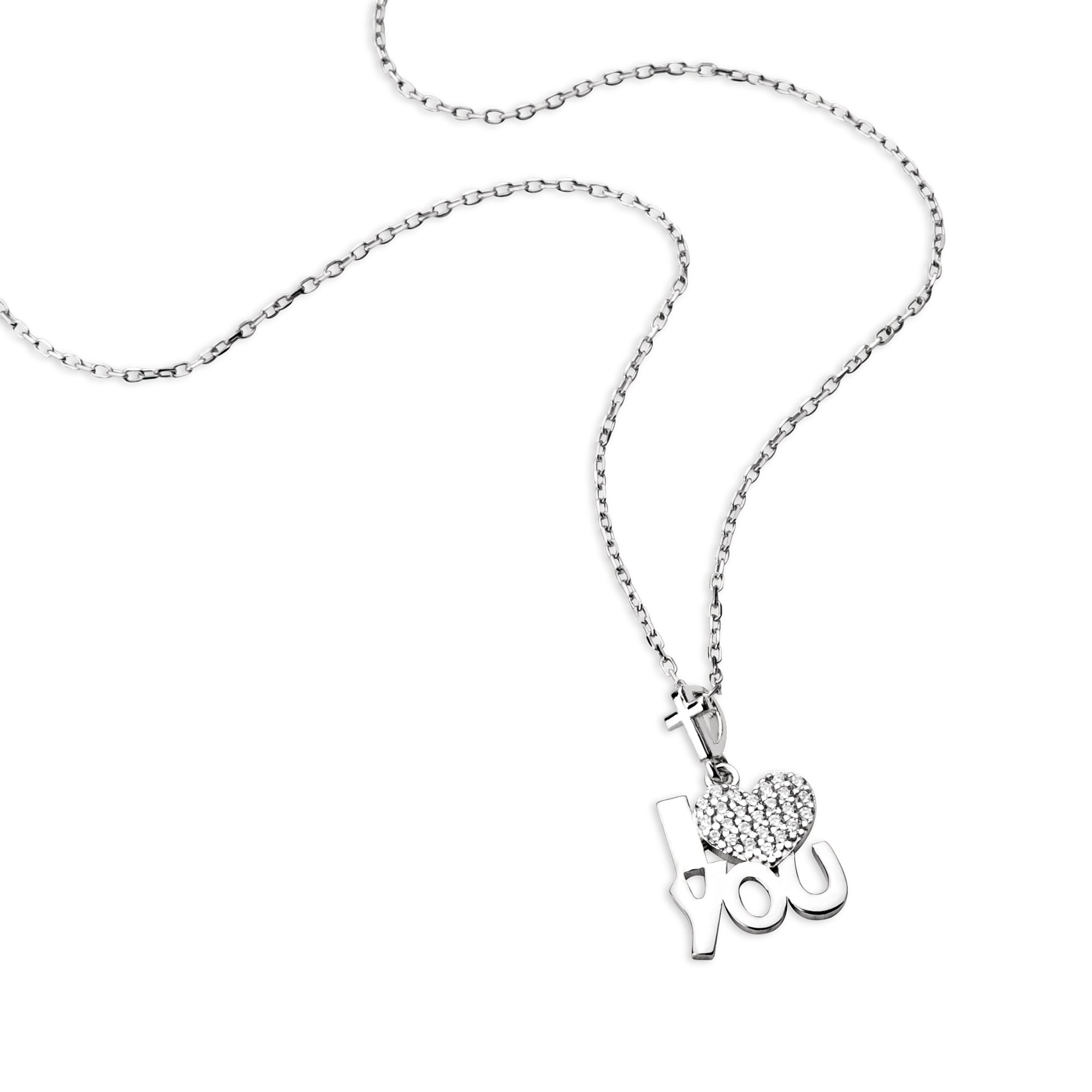 I Love You Heart with CZ Accents