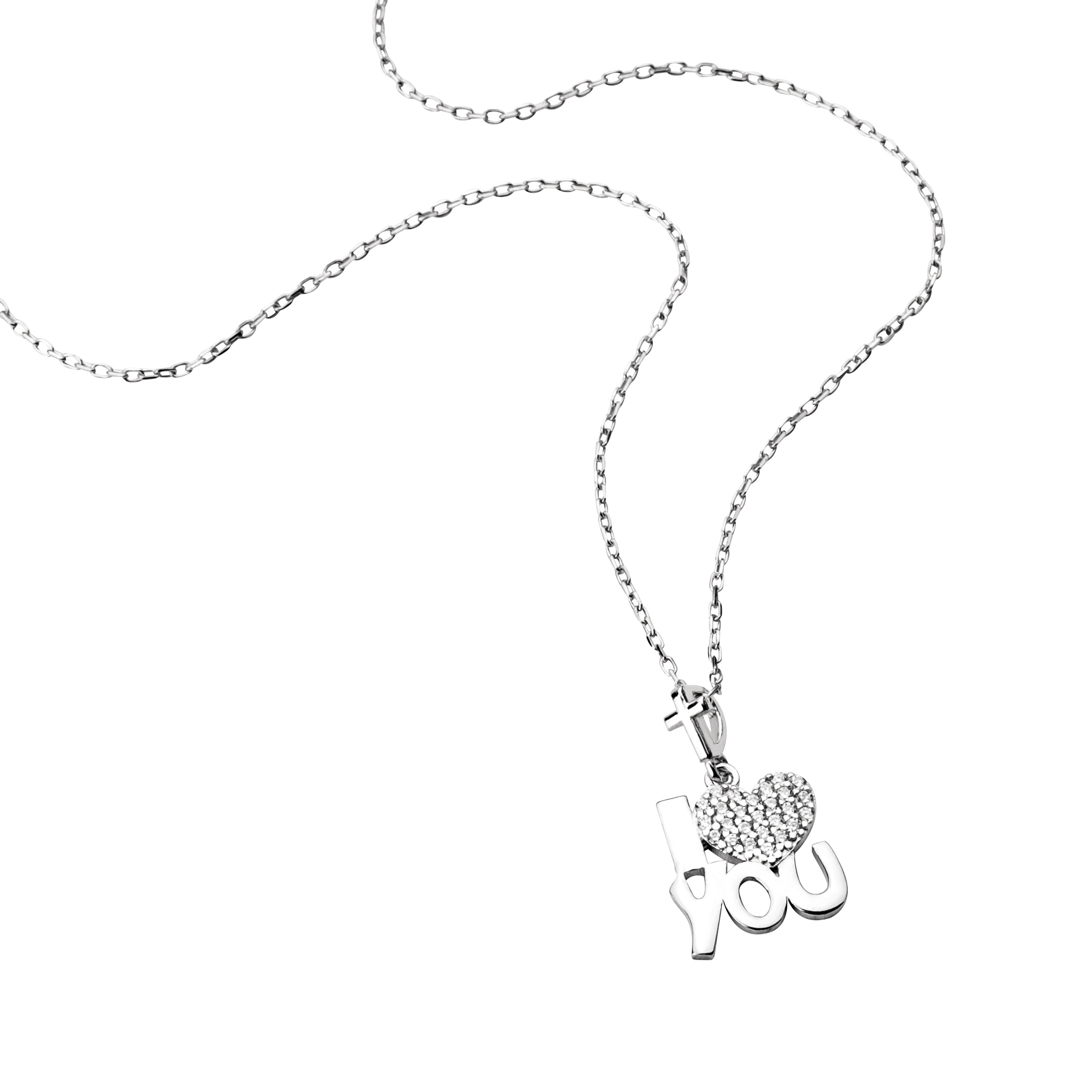 I Love You Heart with CZ Accents