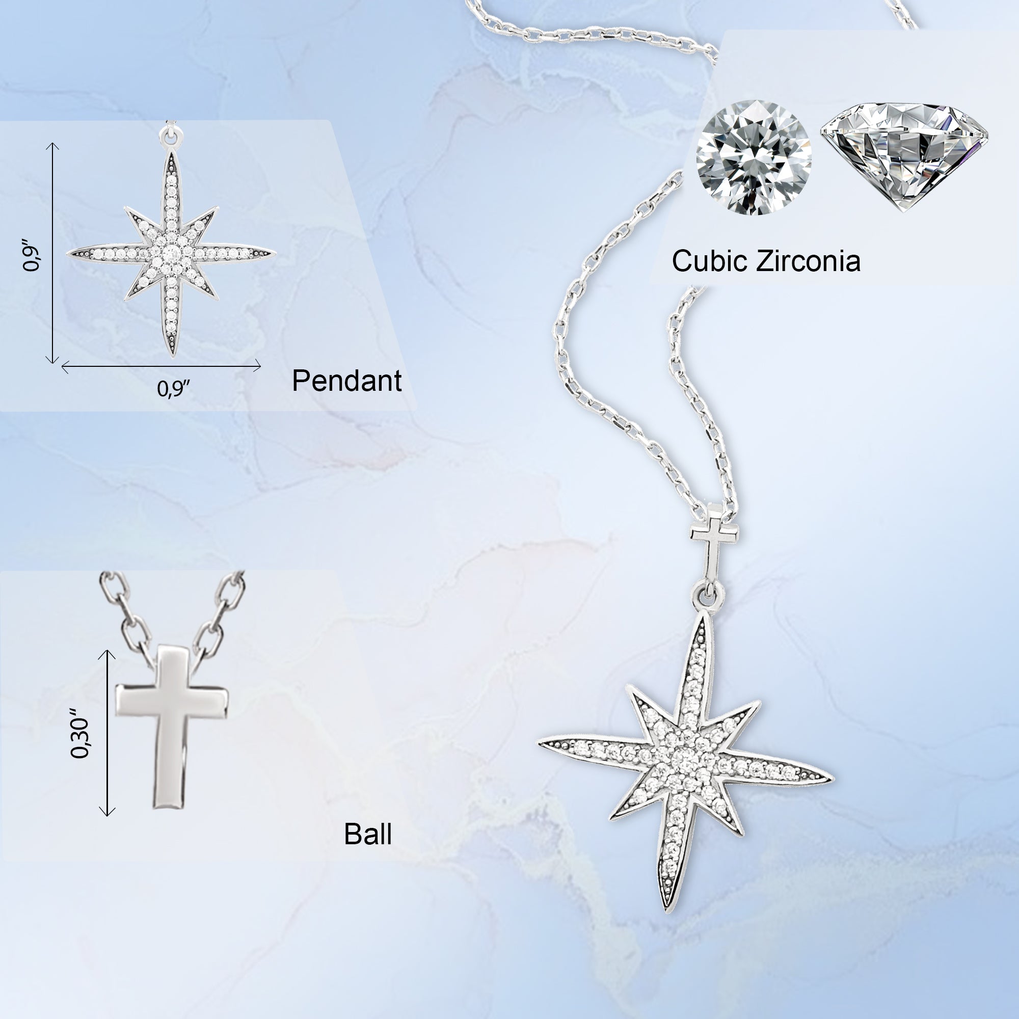 Bethlehem Star with CZ Accents