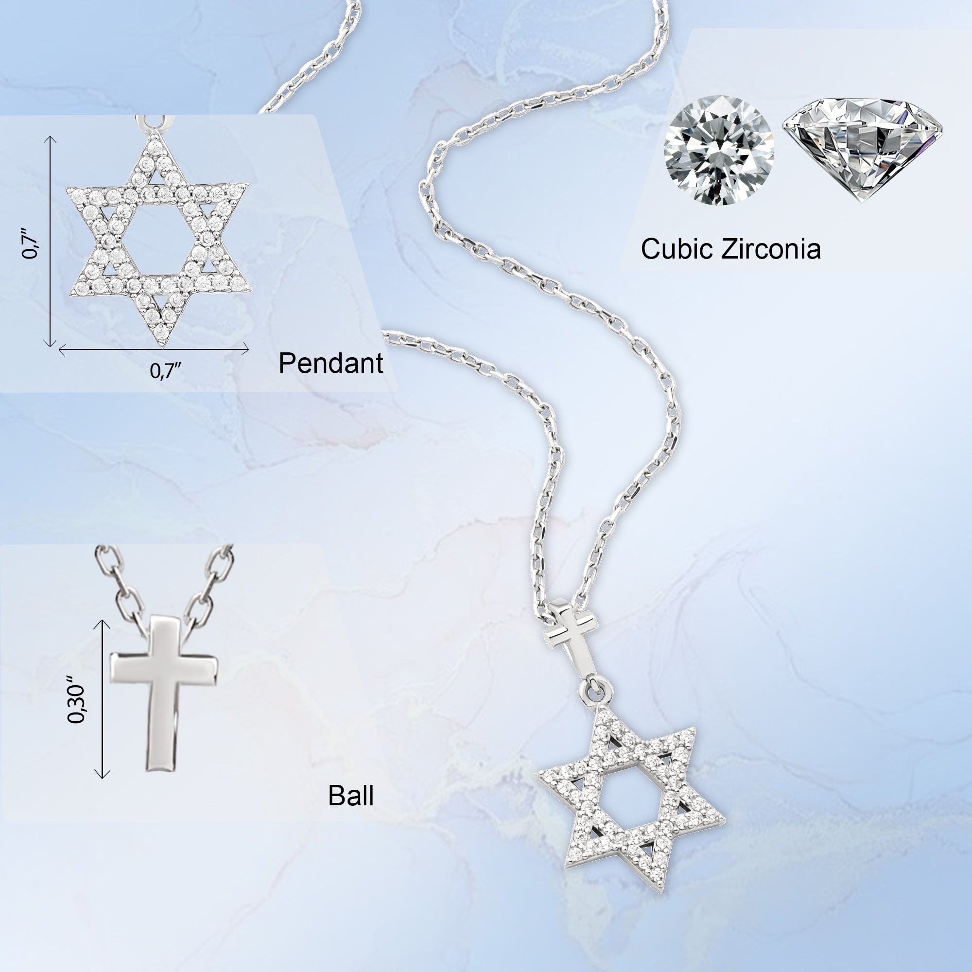 Star of David Branch with CZ Accents