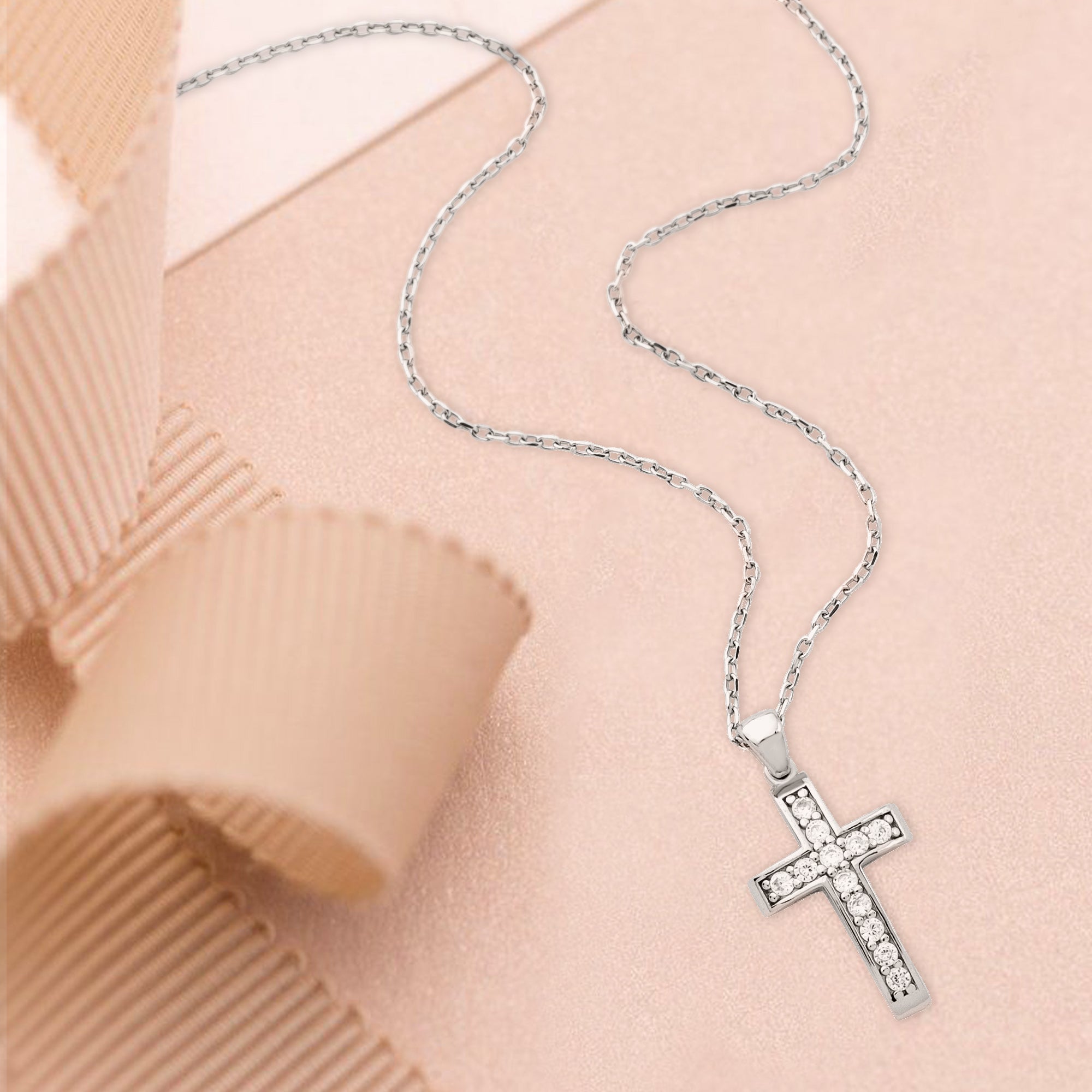 Raised Cross with CZ Accents