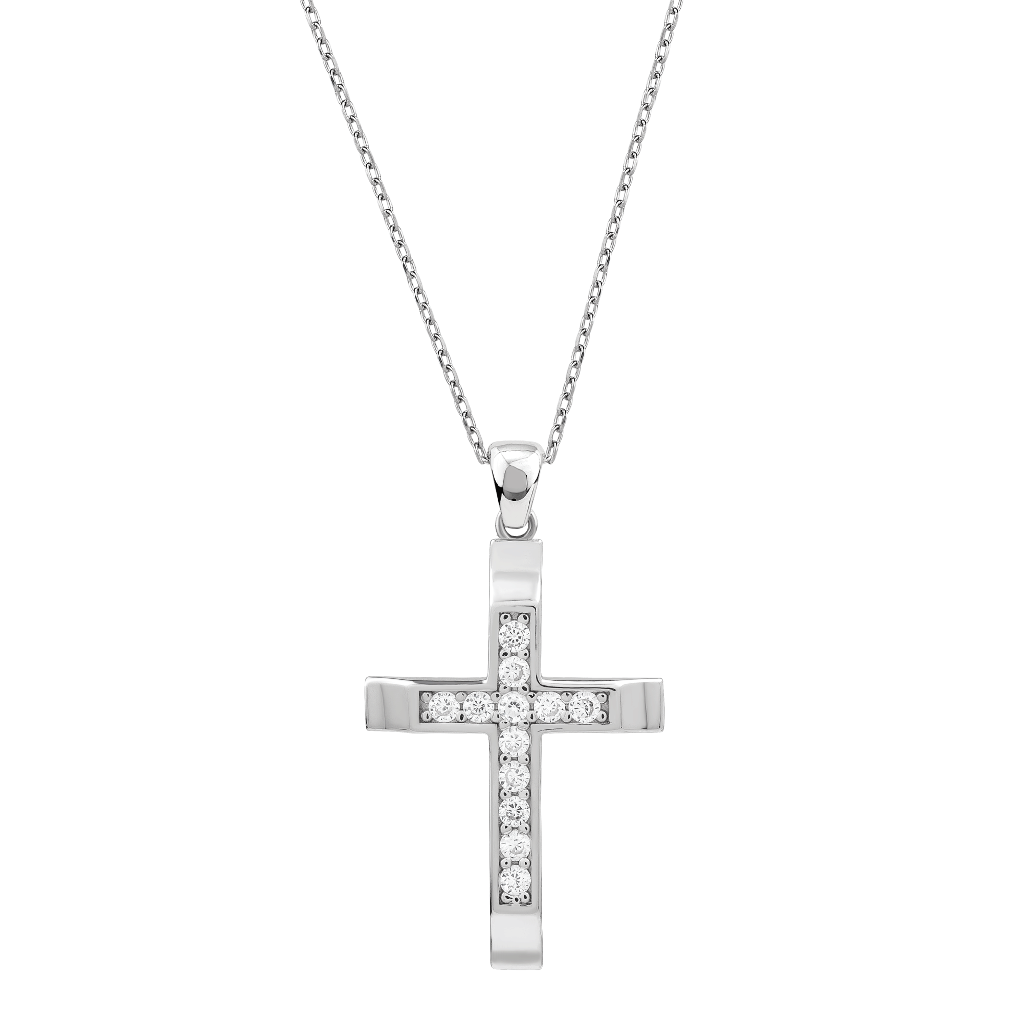 Raised Center Cross with CZ Accents