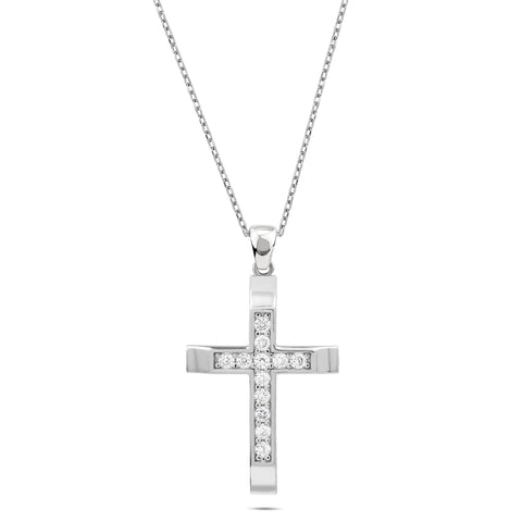 Raised Center Cross with CZ Accents