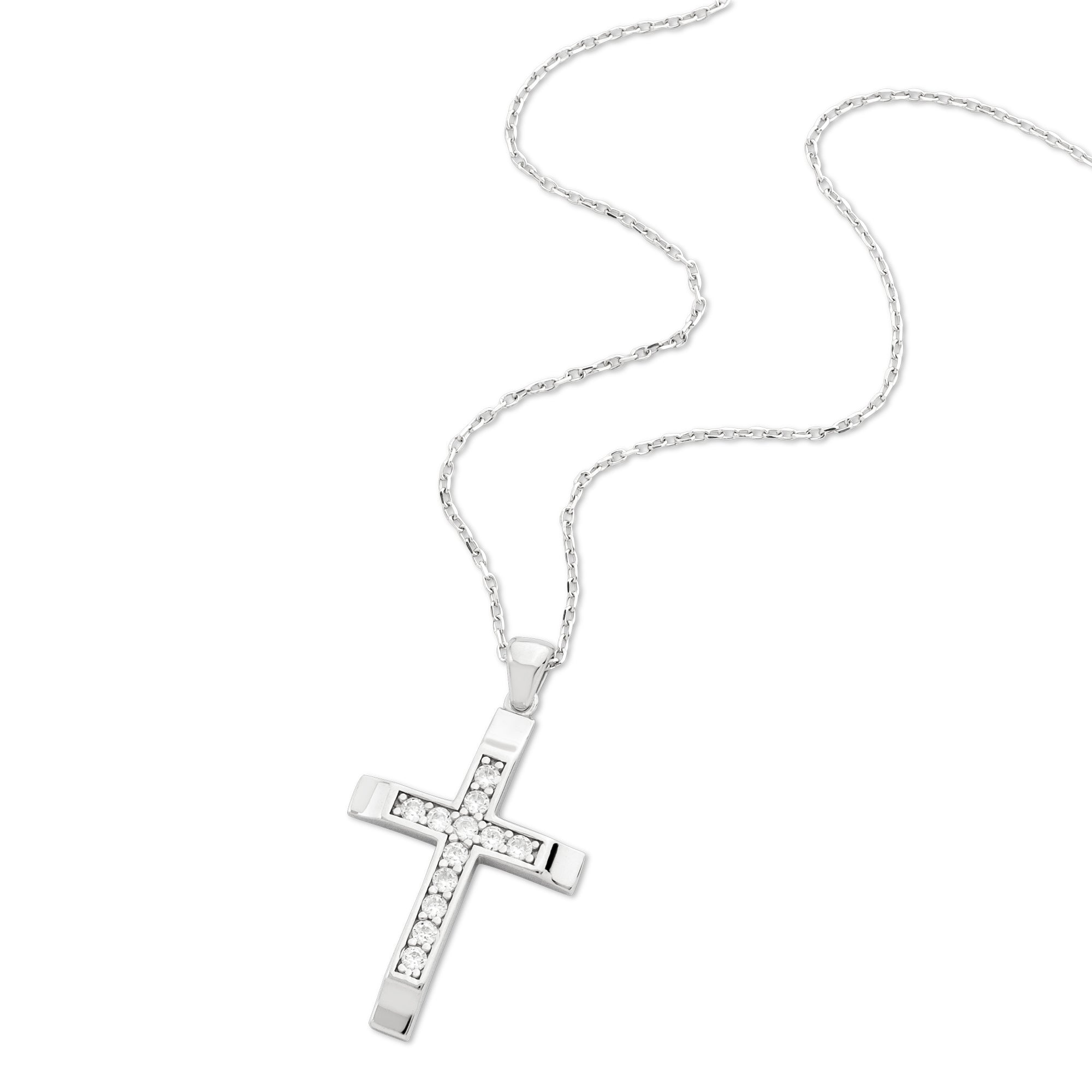 Raised Center Cross with CZ Accents