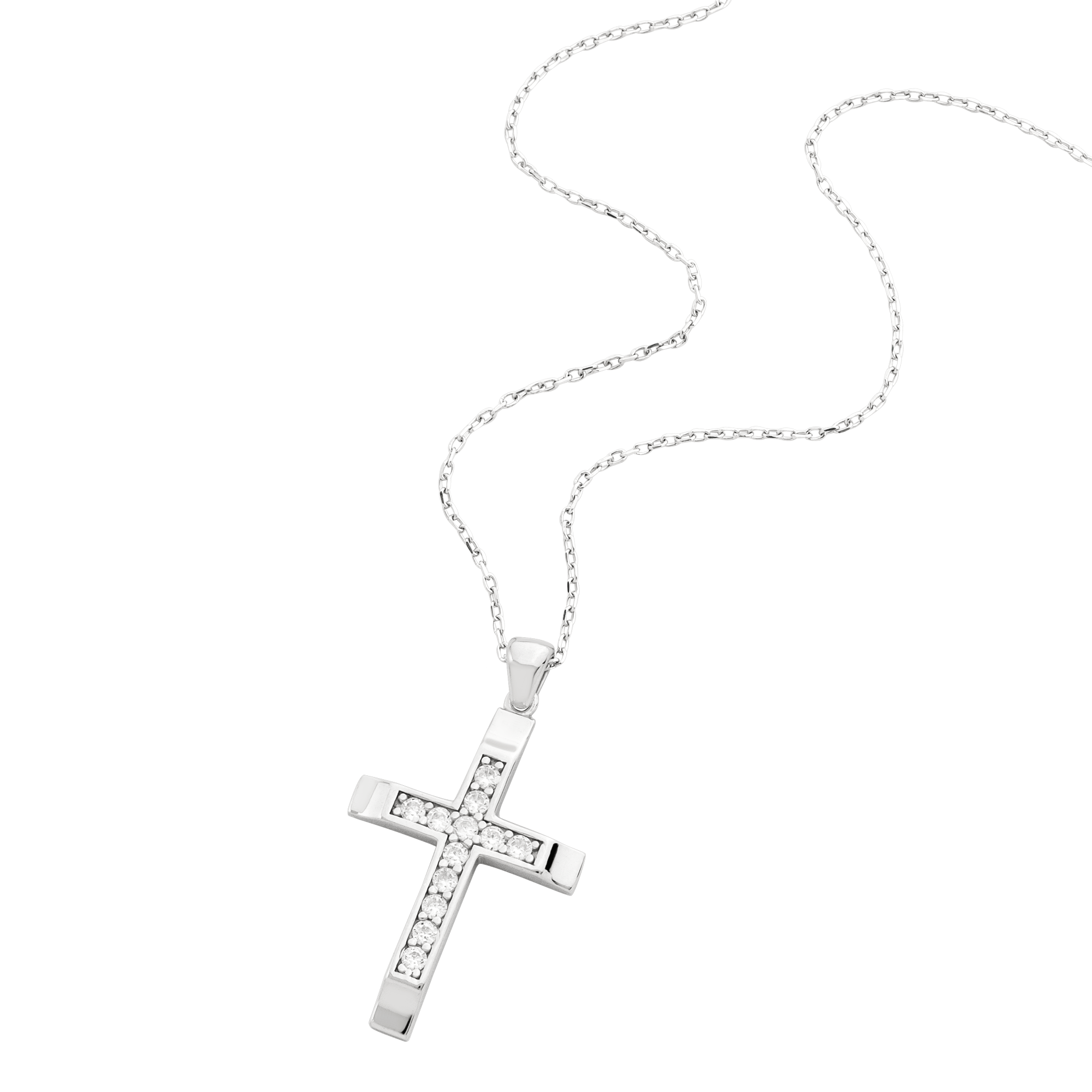 Raised Center Cross with CZ Accents