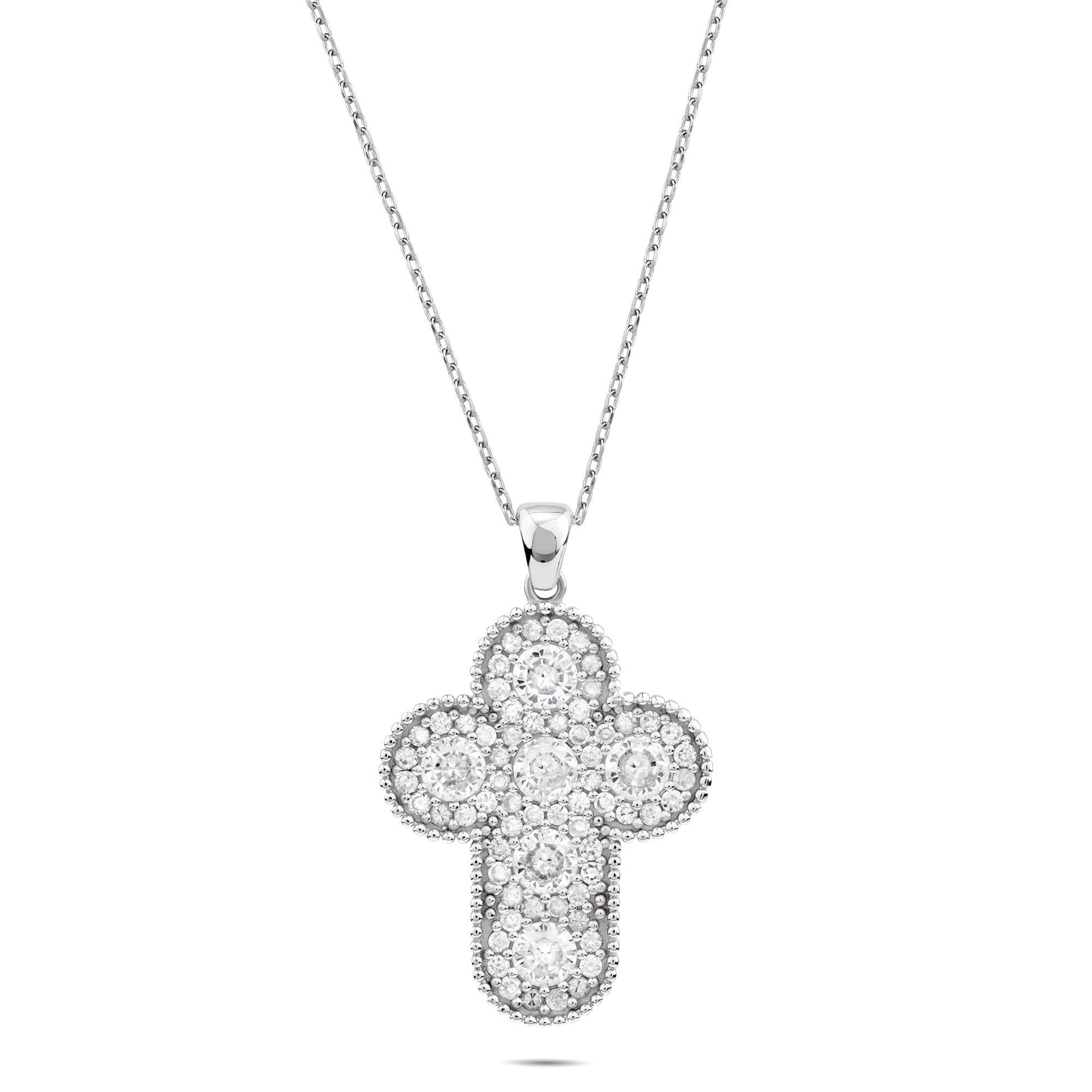 Rounded Cross with CZ Accents