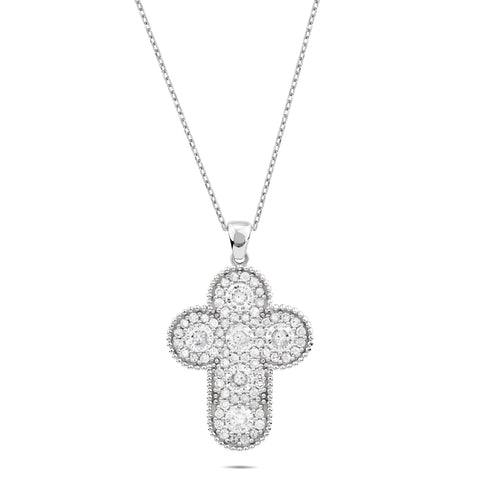 Rounded Cross with CZ Accents