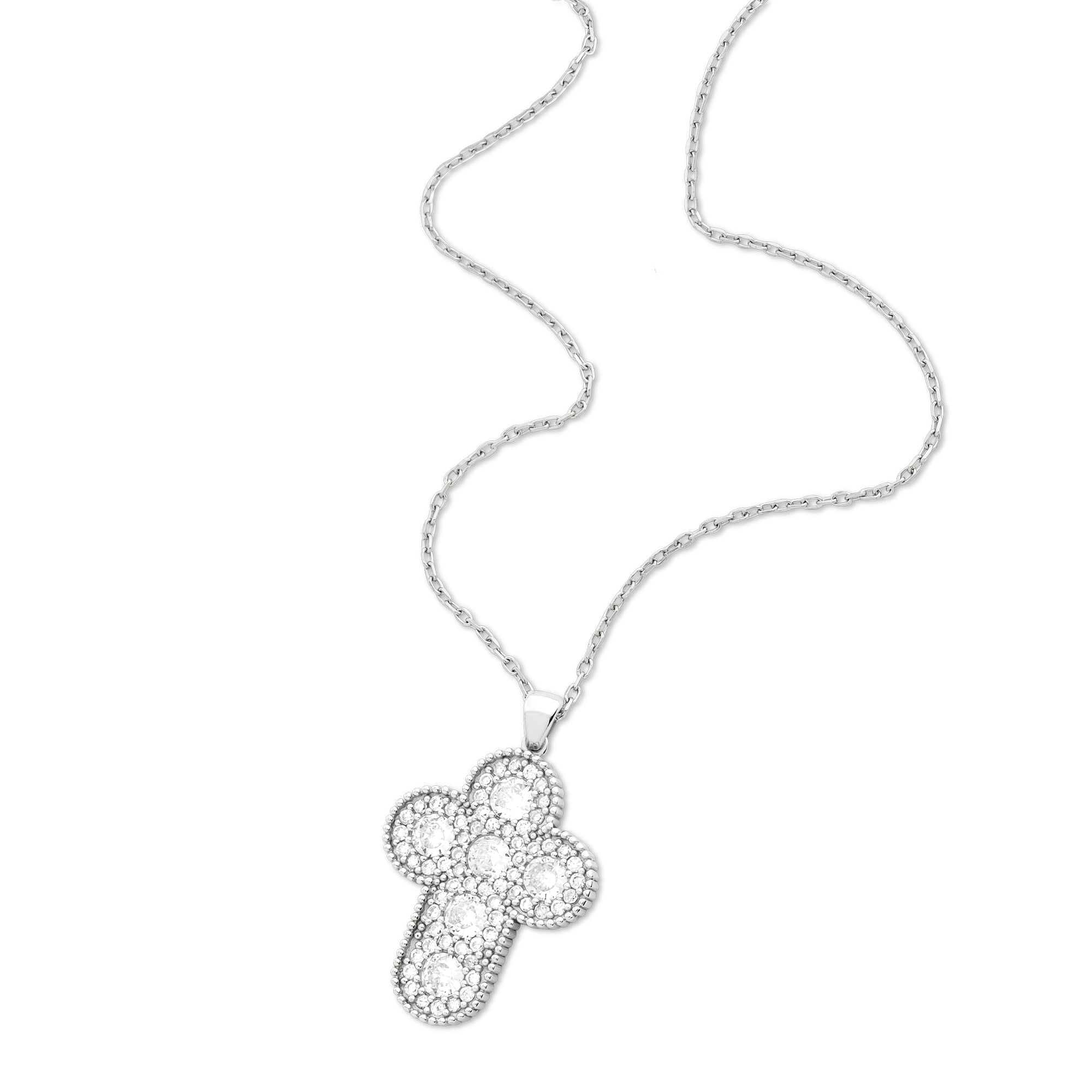 Rounded Cross with CZ Accents