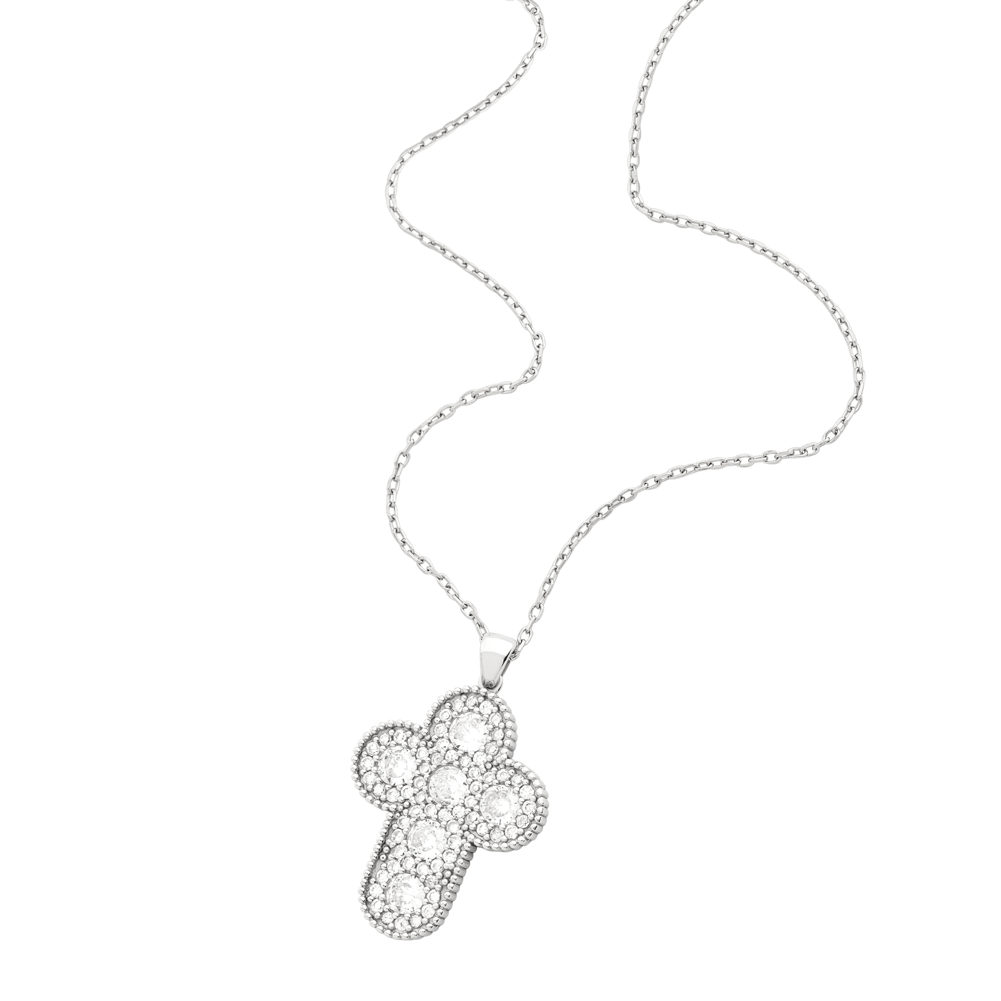 Rounded Cross with CZ Accents