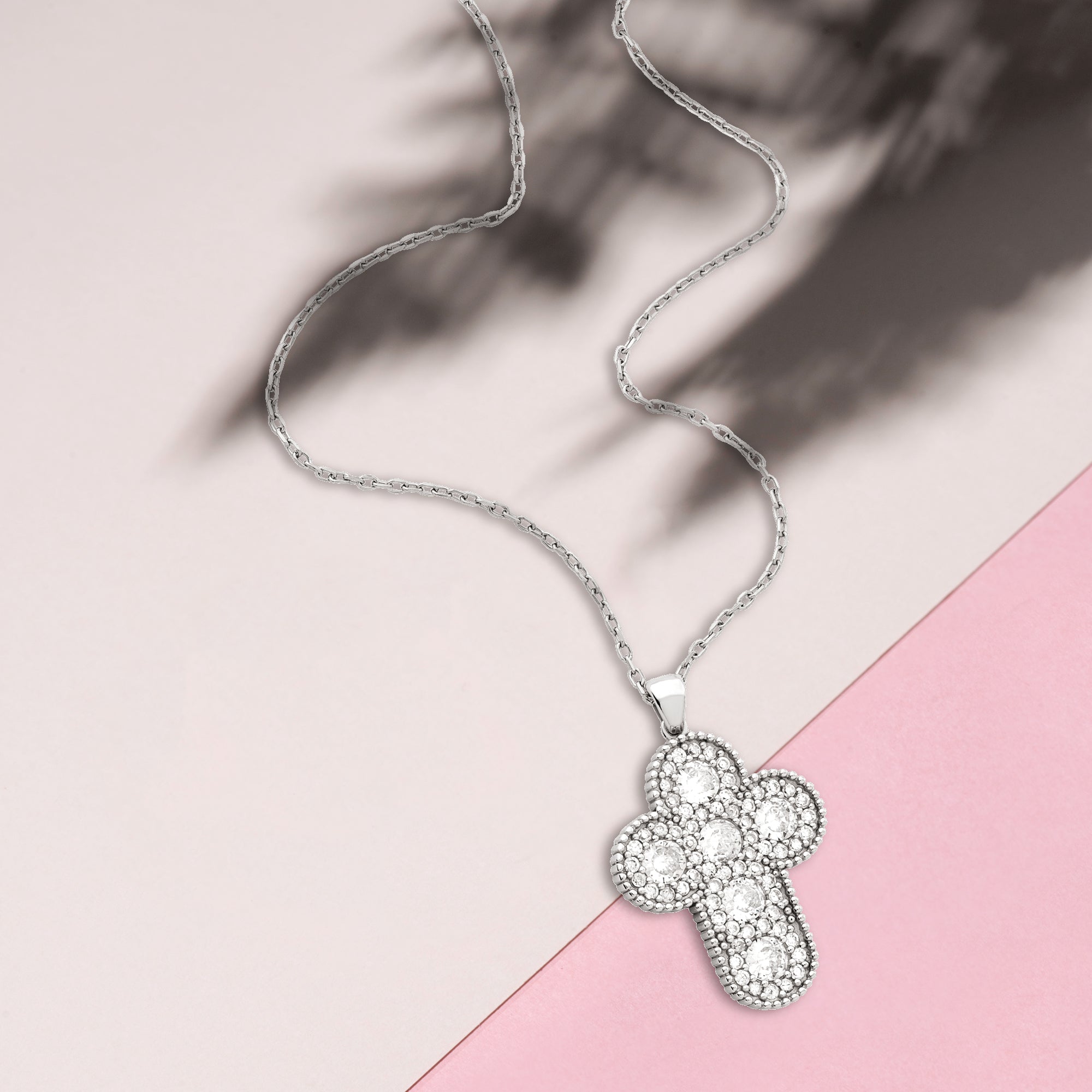 Rounded Cross with CZ Accents