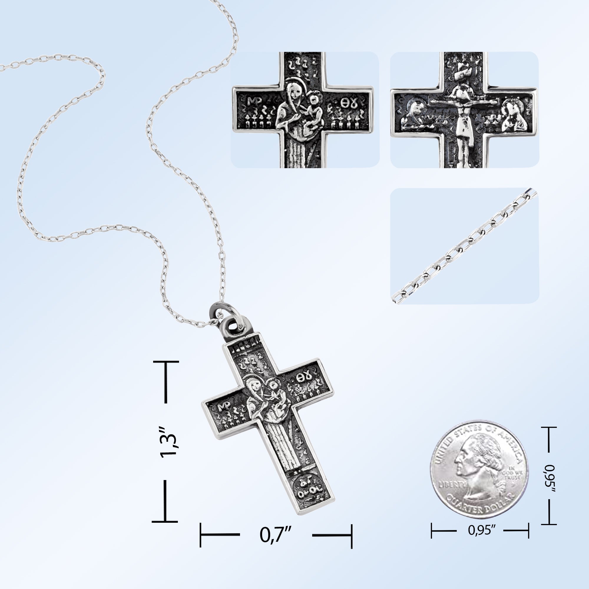 Mount Athos Sterling Silver Cross Pendant