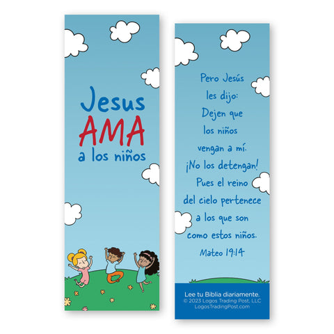 Spanish Bookmark, Jesus Loves the Children, Matthew 19:14, Pack of 25
