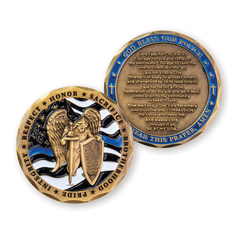 Thin Blue Line St Michael – 2 Samuel 22:3 Challenge Coin