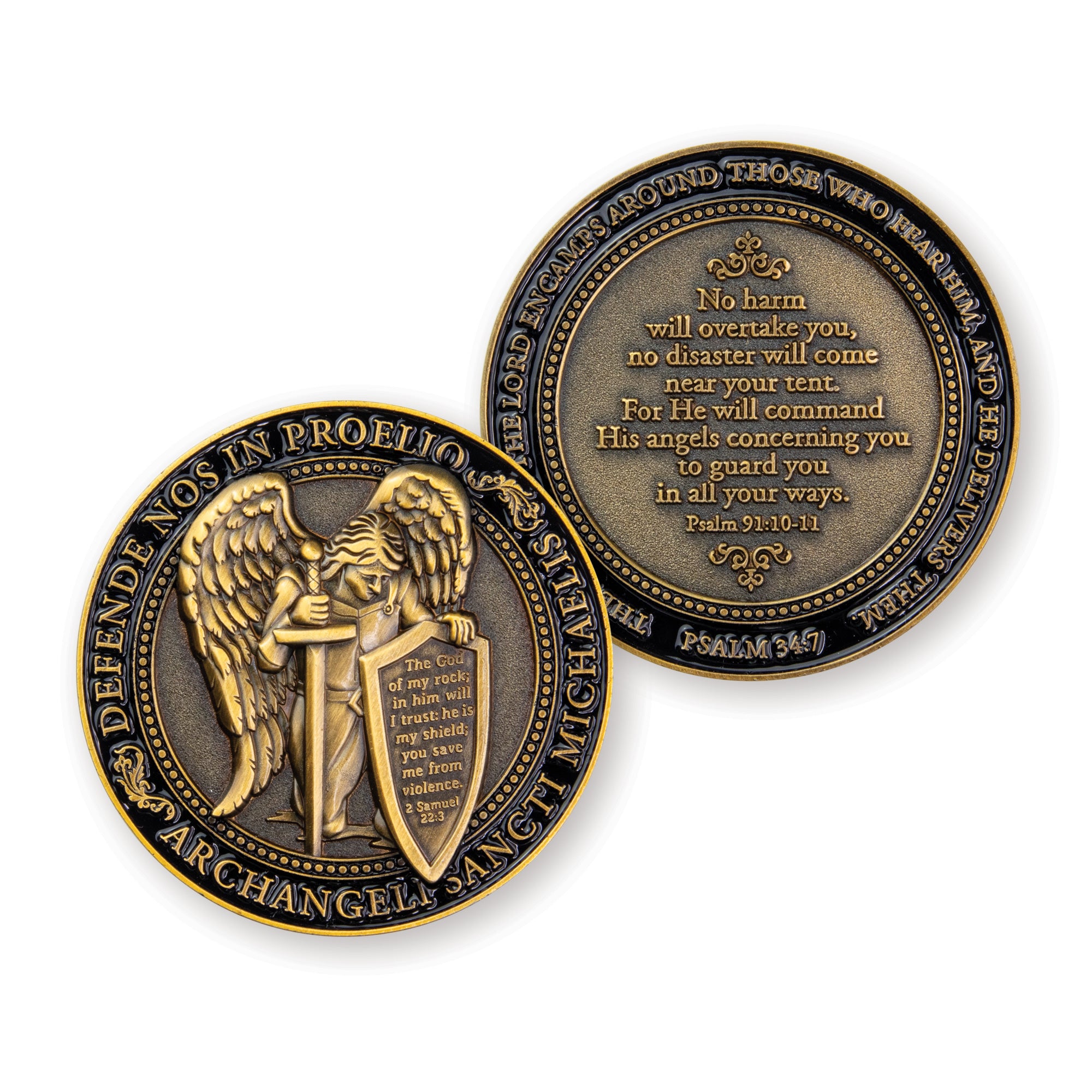 St Michael Kneeling Protection – Psalm 91 Challenge Coin