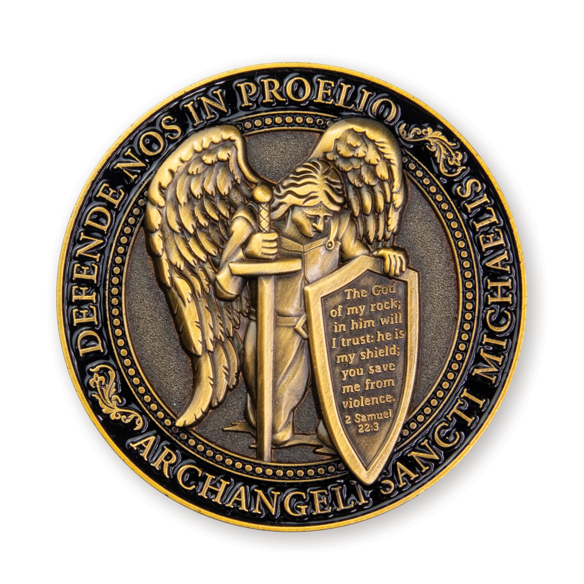 St Michael Kneeling Protection – Psalm 91 Challenge Coin