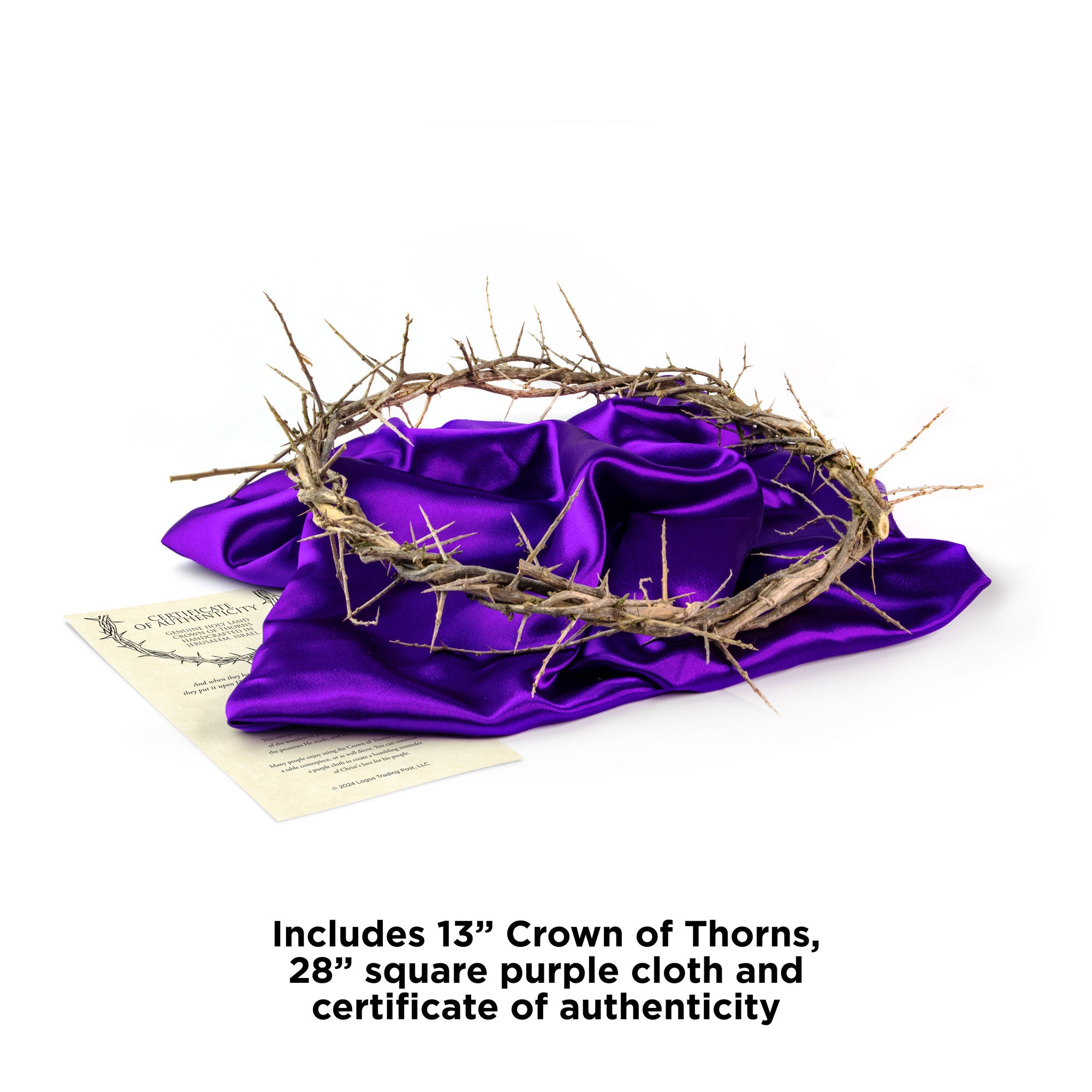 Crown of Thorns 13” with 28” Purple Cloth