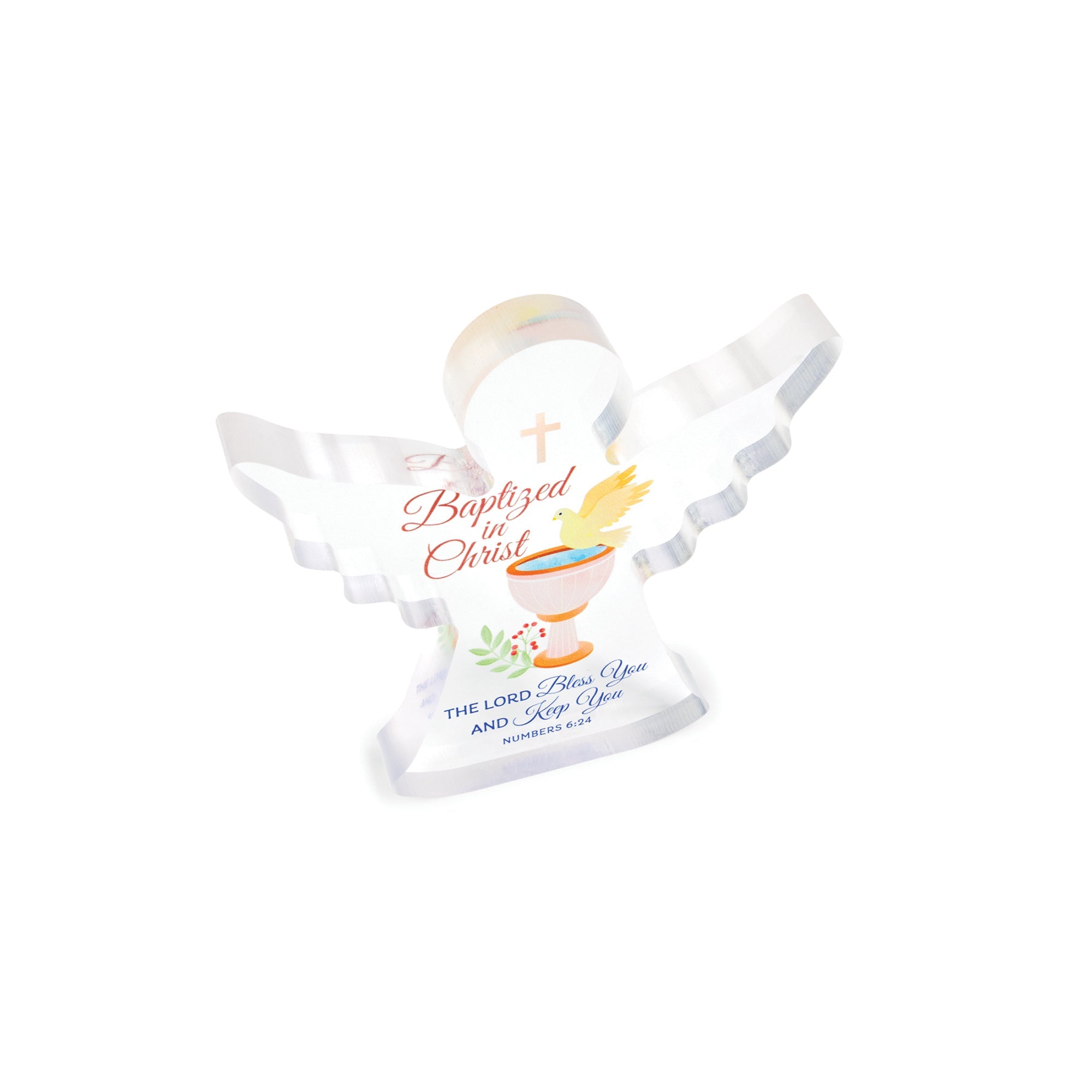 Baptized in Christ Acrylic Angel Plaque – Numbers 6:24