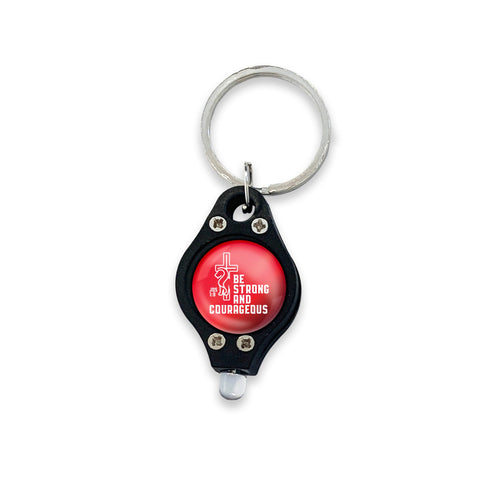 Mini Keyring LED Flashlight – Black/Red, Strong and Courageous, Jos 1:9