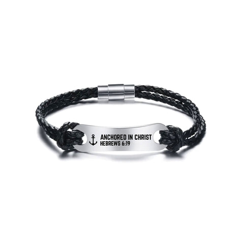 Identified in Christ ID Bracelet Black Cord – Anchored in Christ, Hebrews 6:19