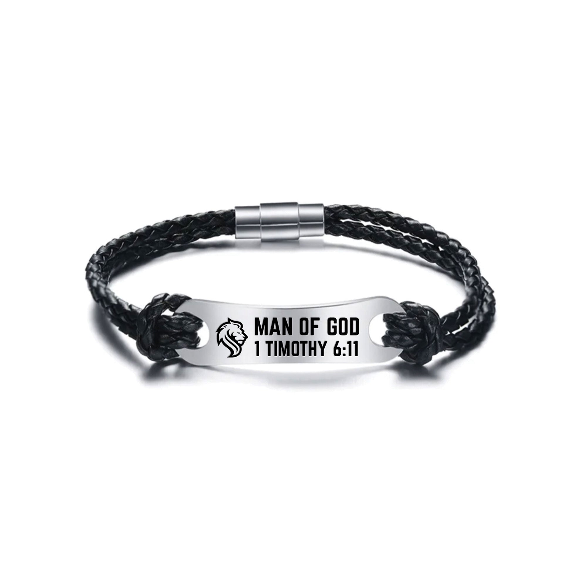 Identified in Christ ID Bracelet Black Cord – Man of God, 1 Timothy 6:11