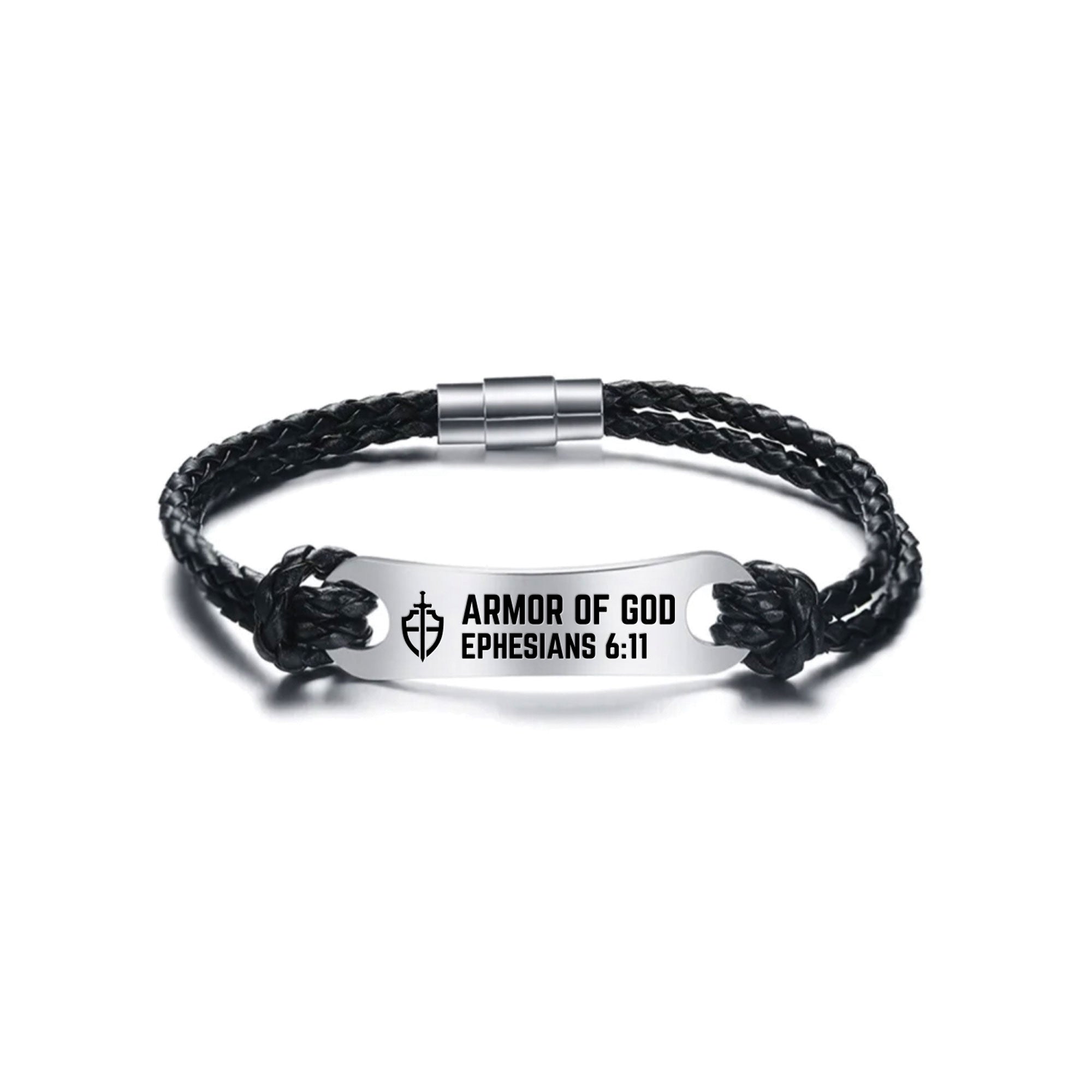 Identified in Christ ID Bracelet Black Cord – Armor of God, Ephesians 6:11