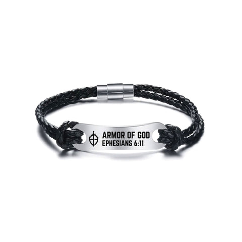 Identified in Christ ID Bracelet Black Cord – Armor of God, Ephesians 6:11