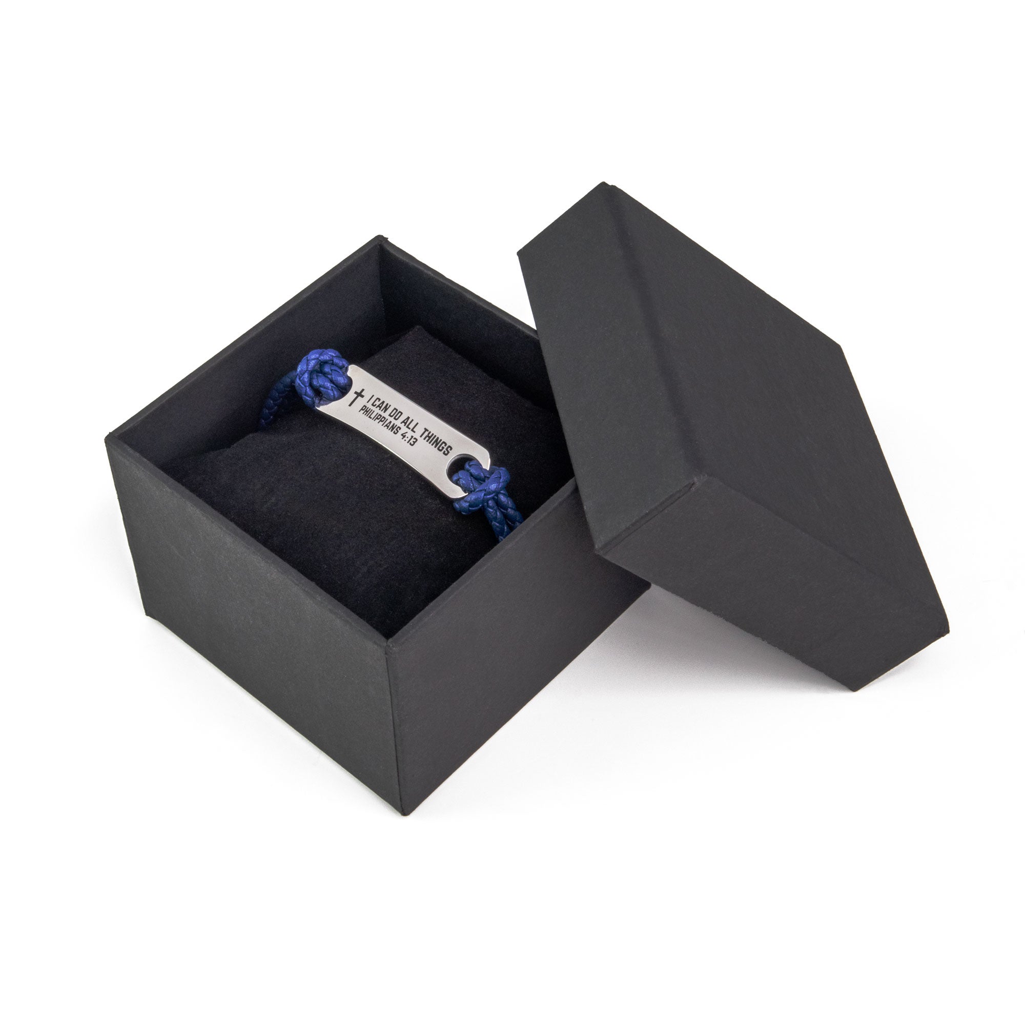 Identified in Christ ID Bracelet Navy Blue Cord – I can do all things, Philippians 4:13