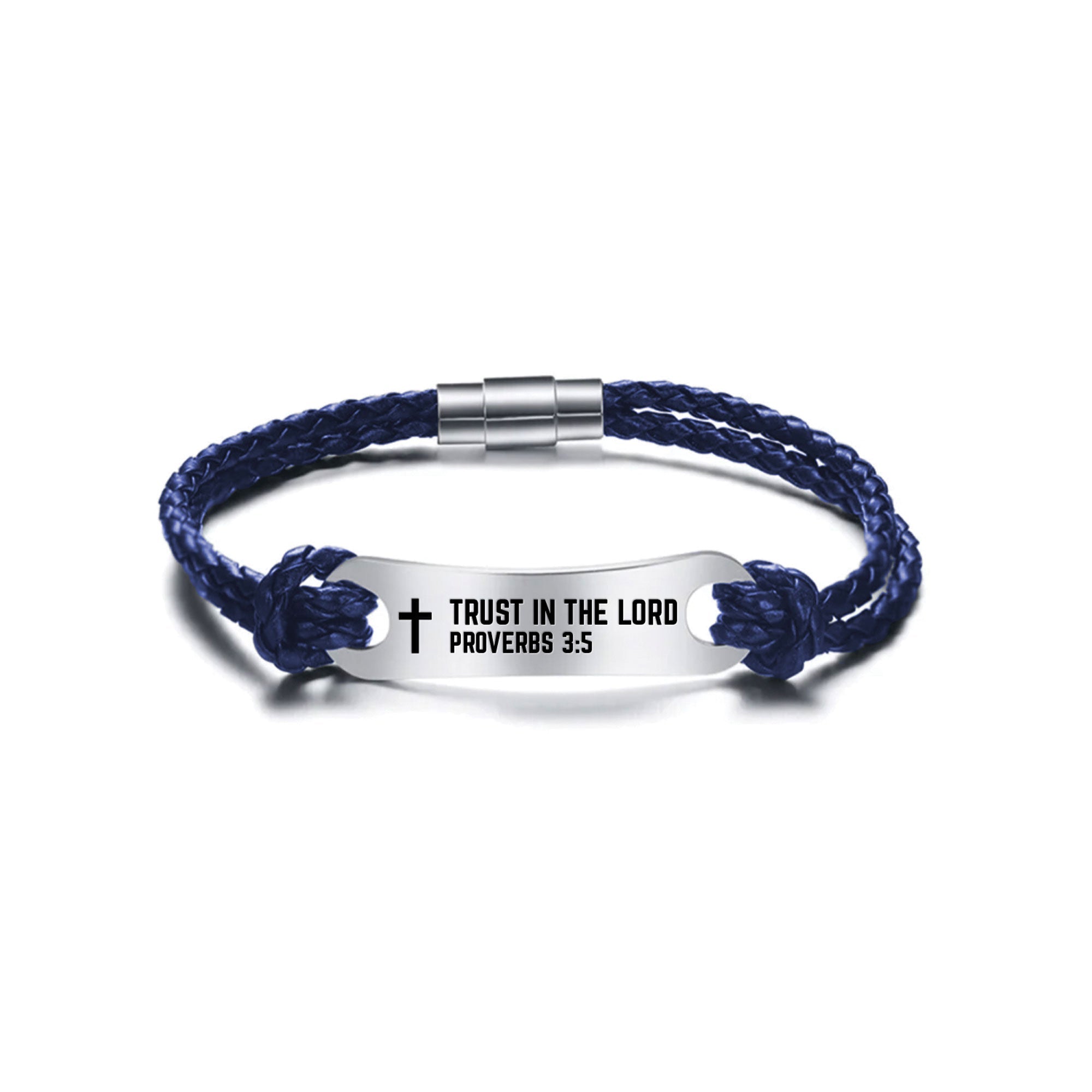 Identified in Christ ID Bracelet Navy Blue Cord – Trust in the Lord, Proverbs 3:5
