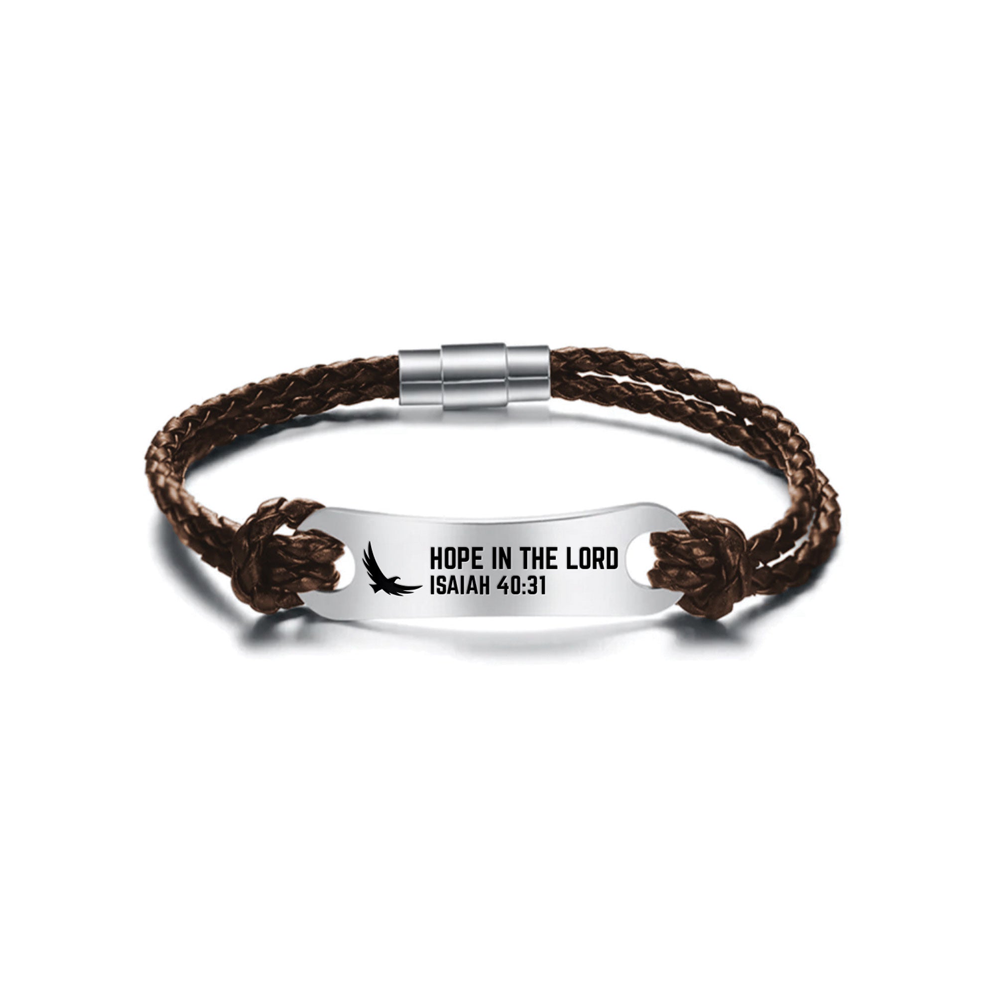 Identified in Christ ID Bracelet Brown Cord – Hope in the Lord, Isaiah 40:31