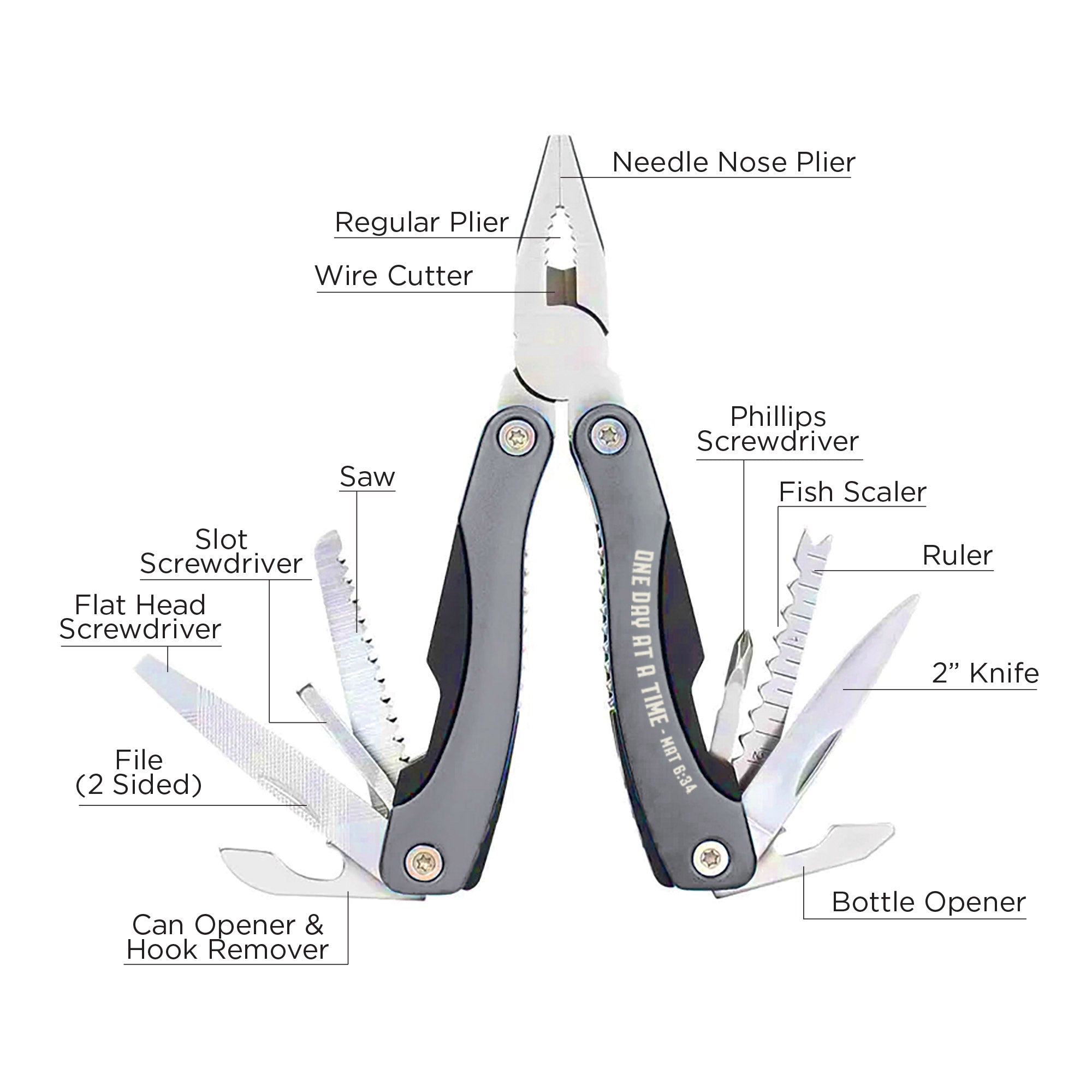 14-in-1 Scripture Multi-Tools - One Day at a Time: Mat. 6:34