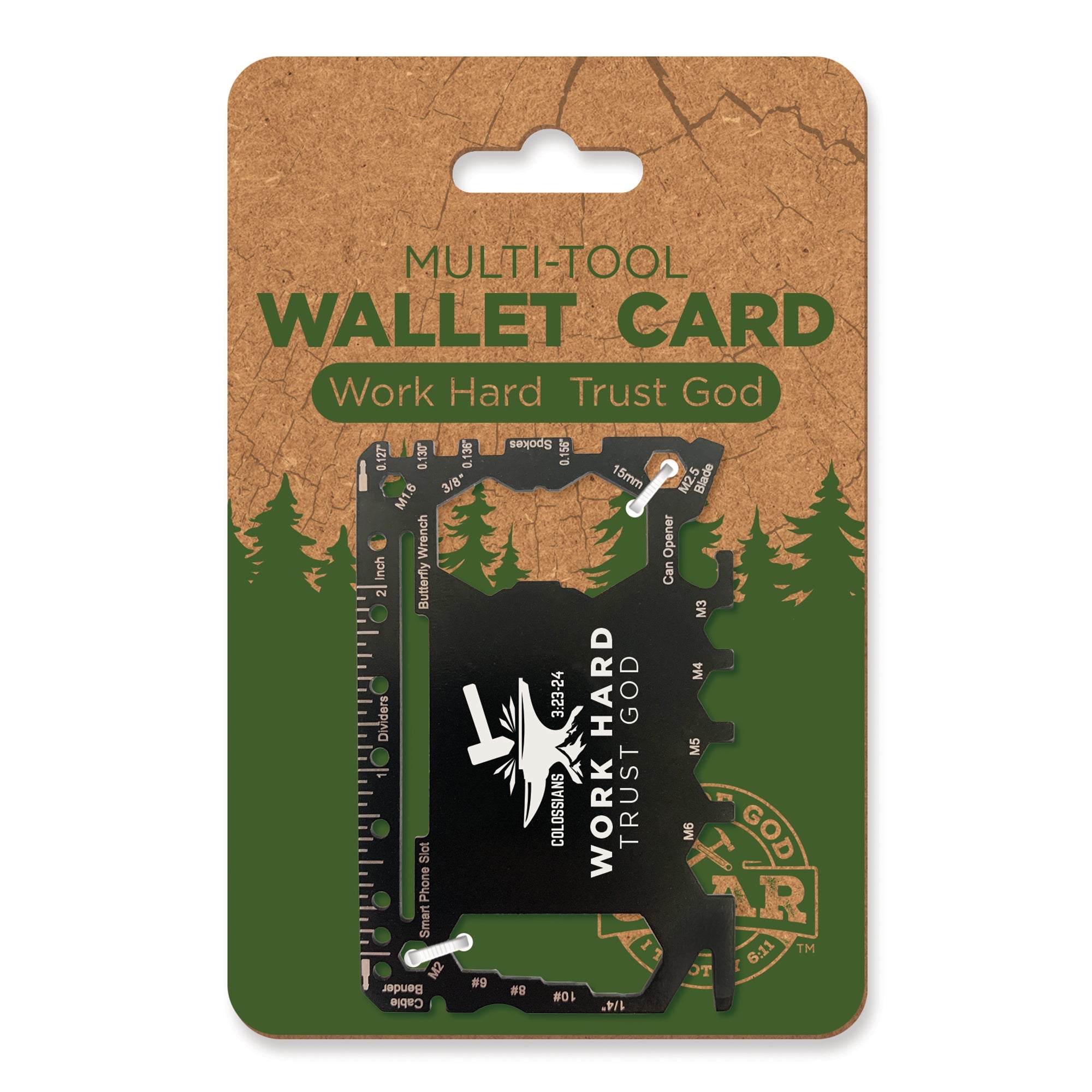 Wallet Card Multi-Tool - Work Hard Trust God, Col 3:23-24