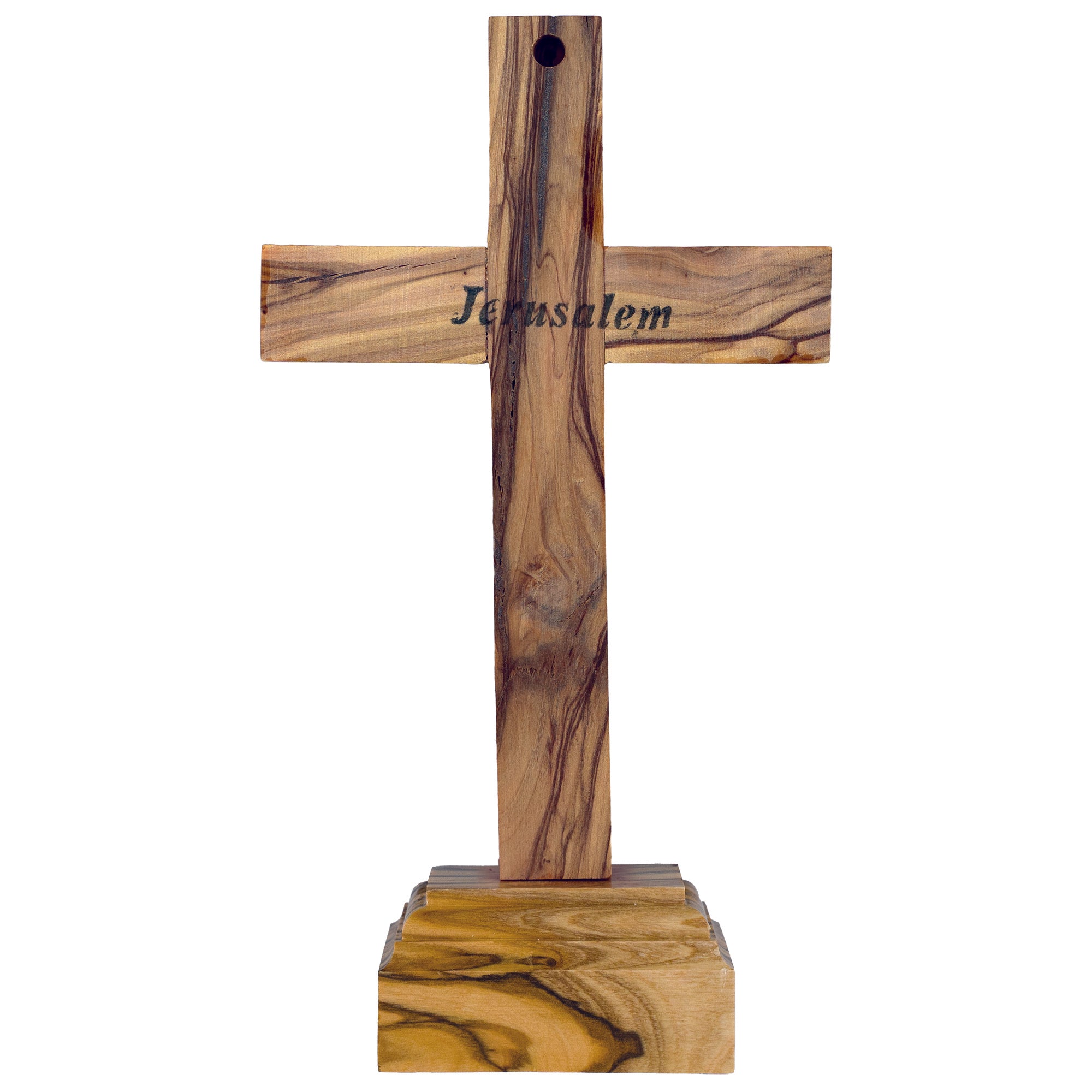 Catholic Standing OR Hanging Crucifix Cross, Certified Olive Wood - Medium
