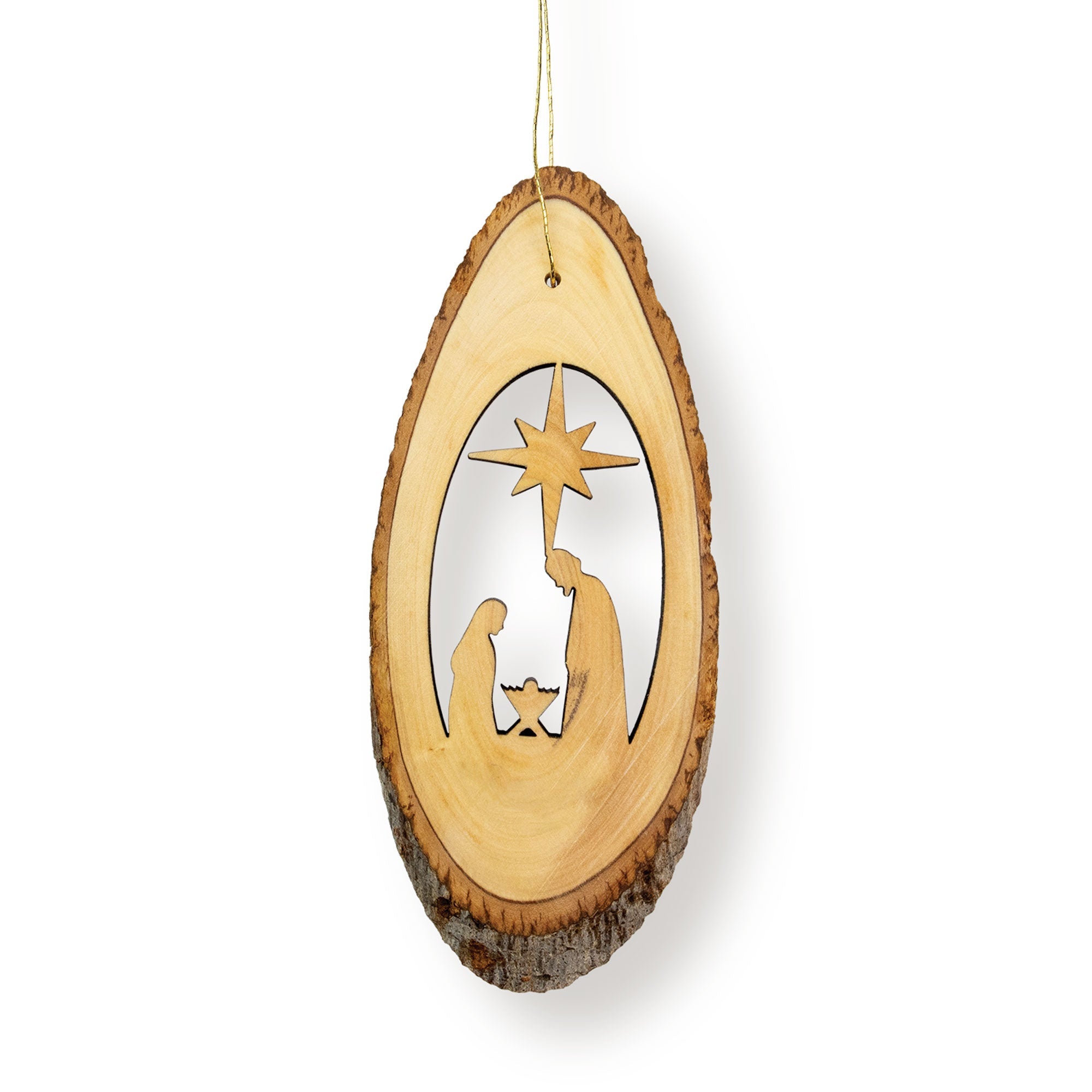 Nativity with Star – Live Edge Olive Wood Slab Ornament