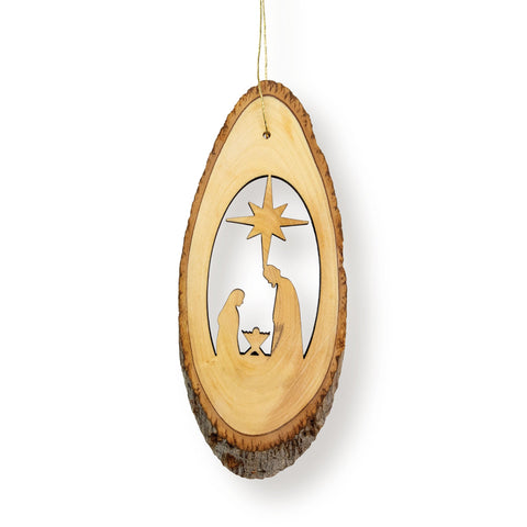 Nativity with Star – Live Edge Olive Wood Slab Ornament