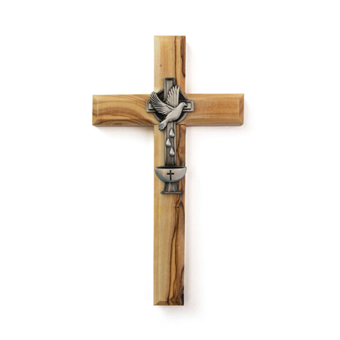 6.75" Baptism Olive Wood Wall Cross