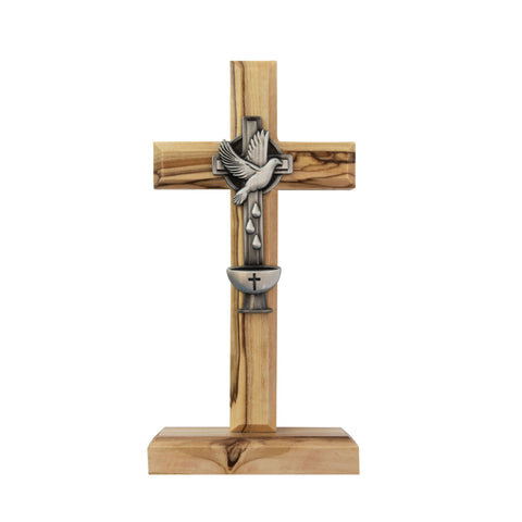 6" Baptism Olive Wood Desk Cross