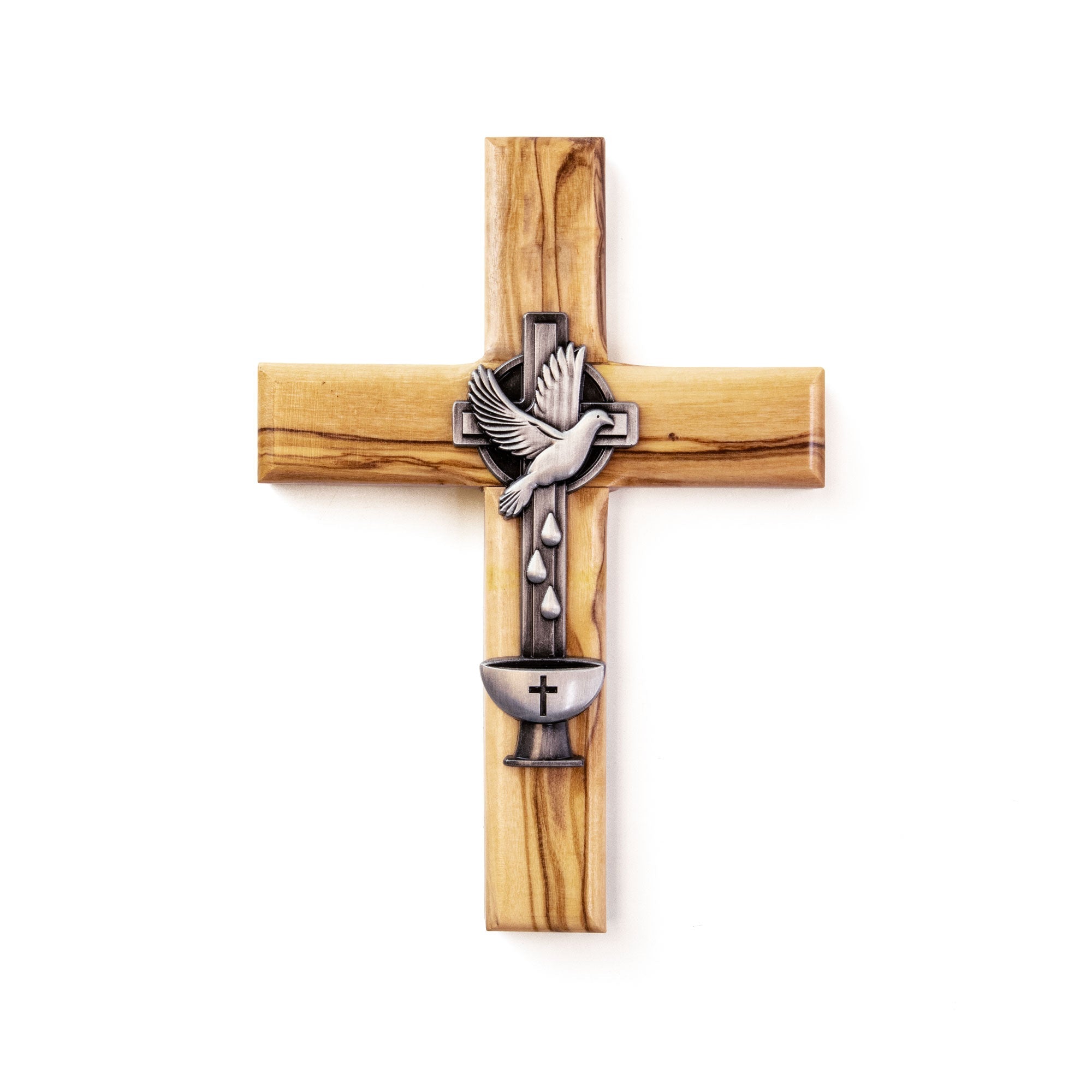 5" Baptism Olive Wood Wall Cross