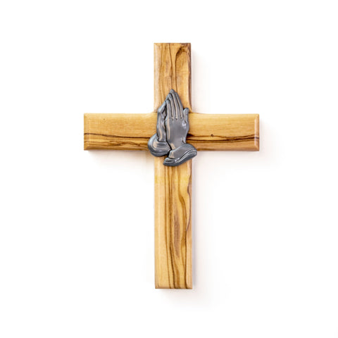 5" Praying Hands Olive Wood Wall Cross