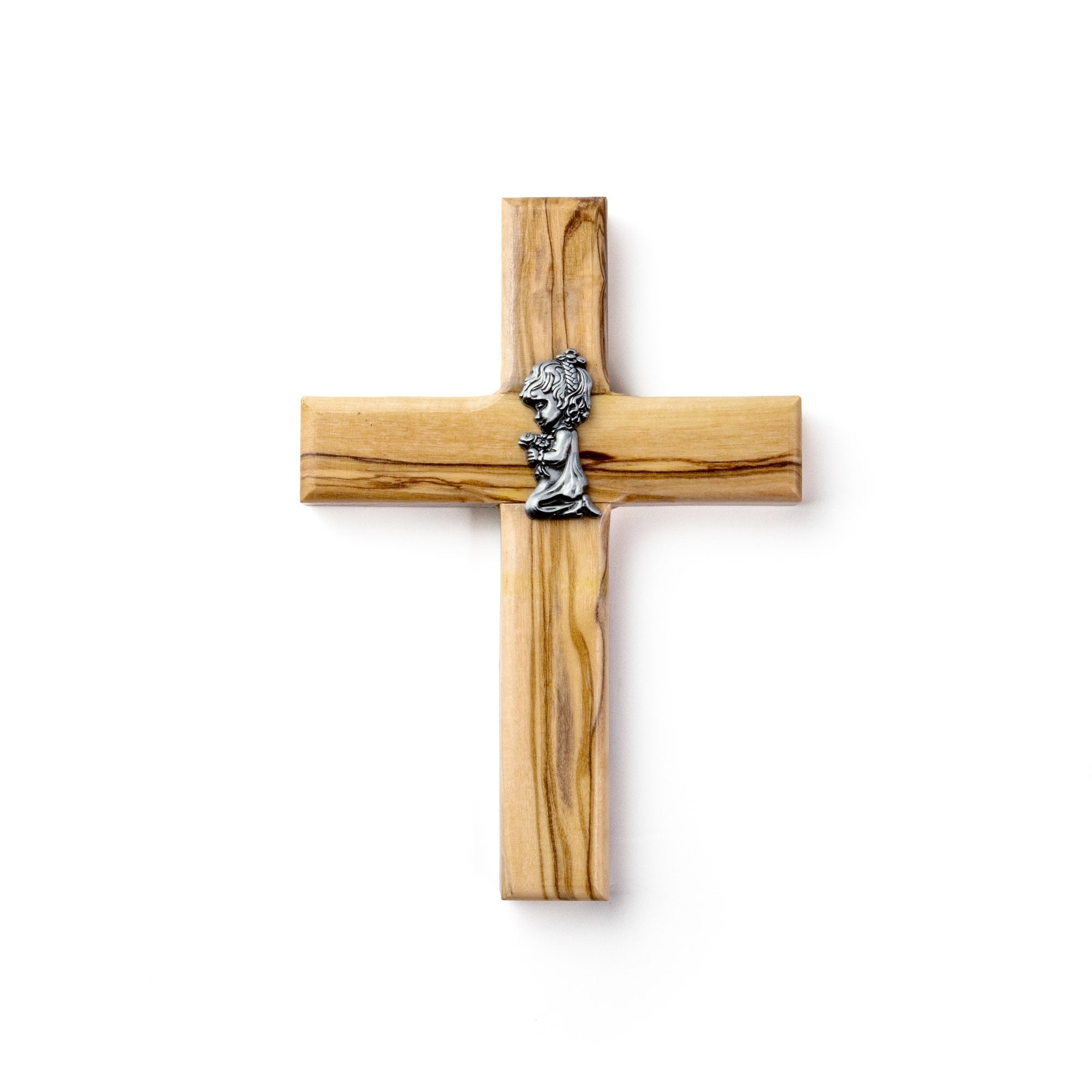 5" Girl Olive Wood Wall Cross
