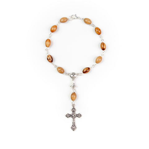 First Communion, Holy Land Olive Wood Pocket Auto Rosary, Made in Bethlehem