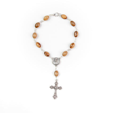 First Communion, Holy Land Olive Wood Pocket Auto Rosary, Made in Bethlehem