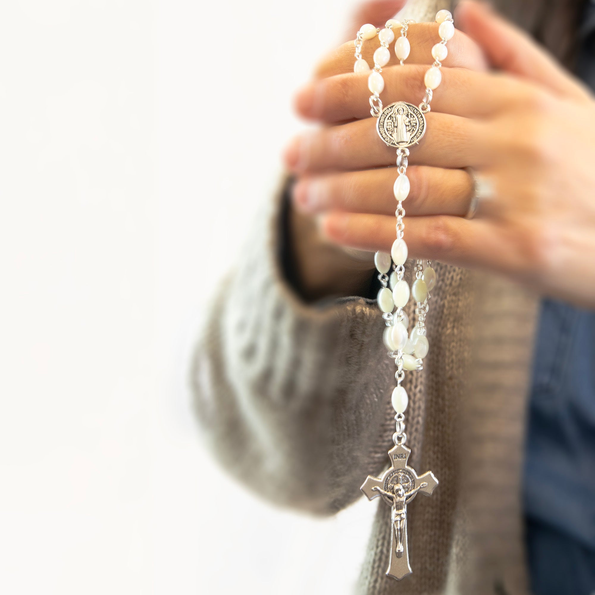 Mother of Pearl Catholic Rosary, Saint Benedict